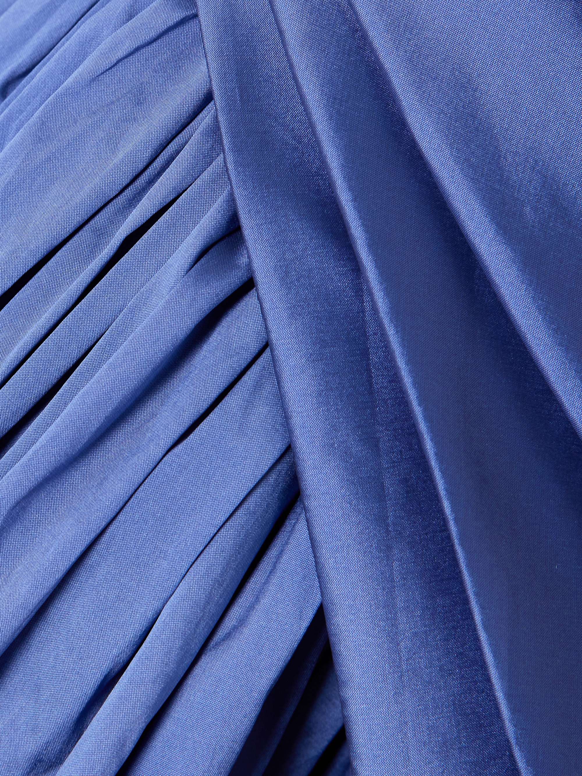 One-shoulder draped taffeta gown view