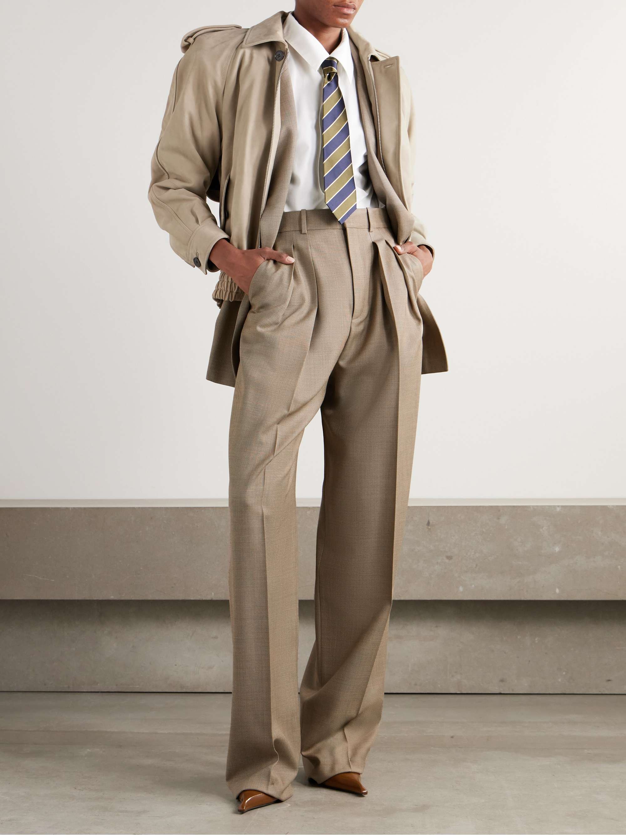 Double-breasted wool suit jacket view
