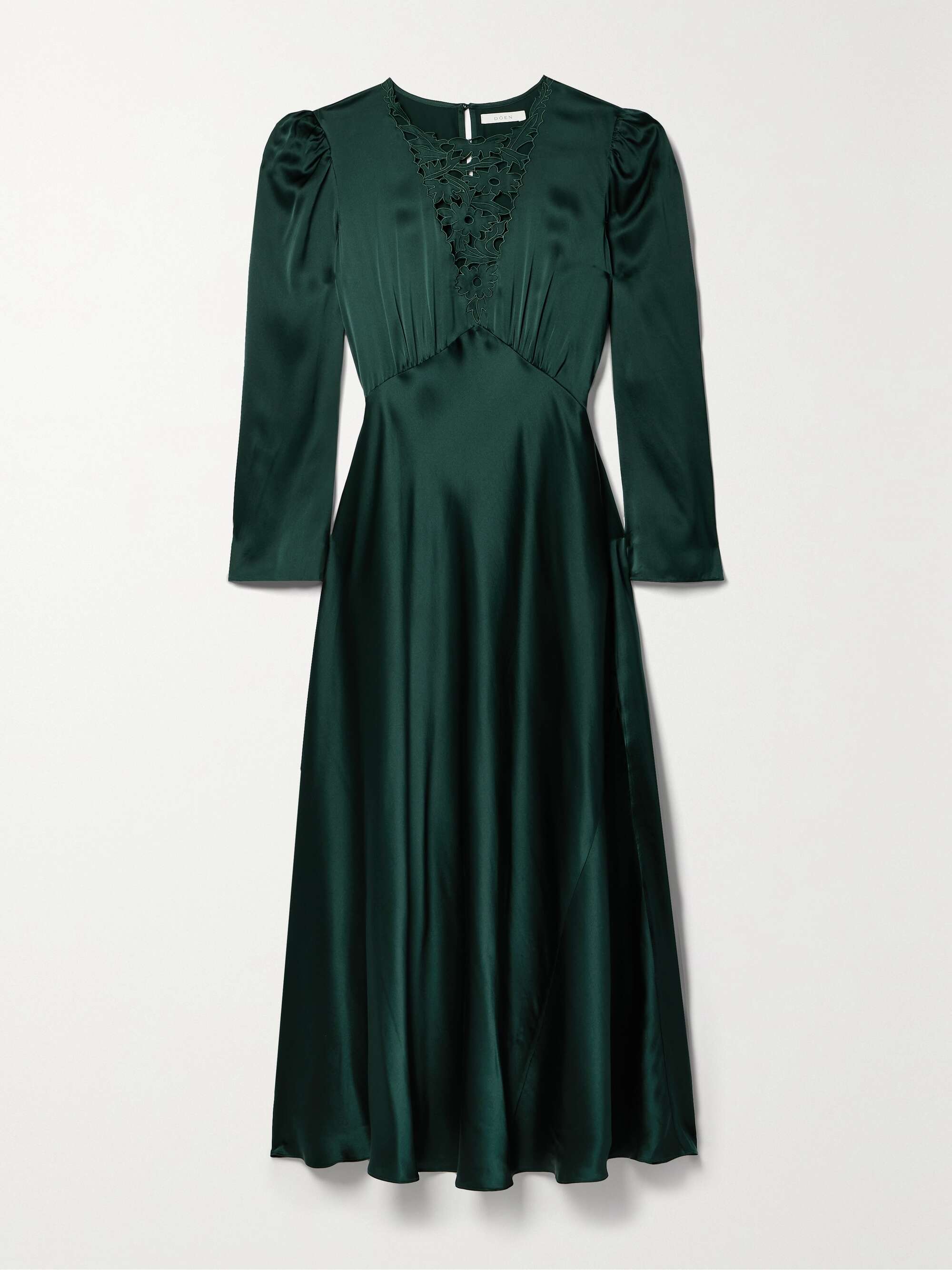 Melinda embroidered silk-satin midi dress view
