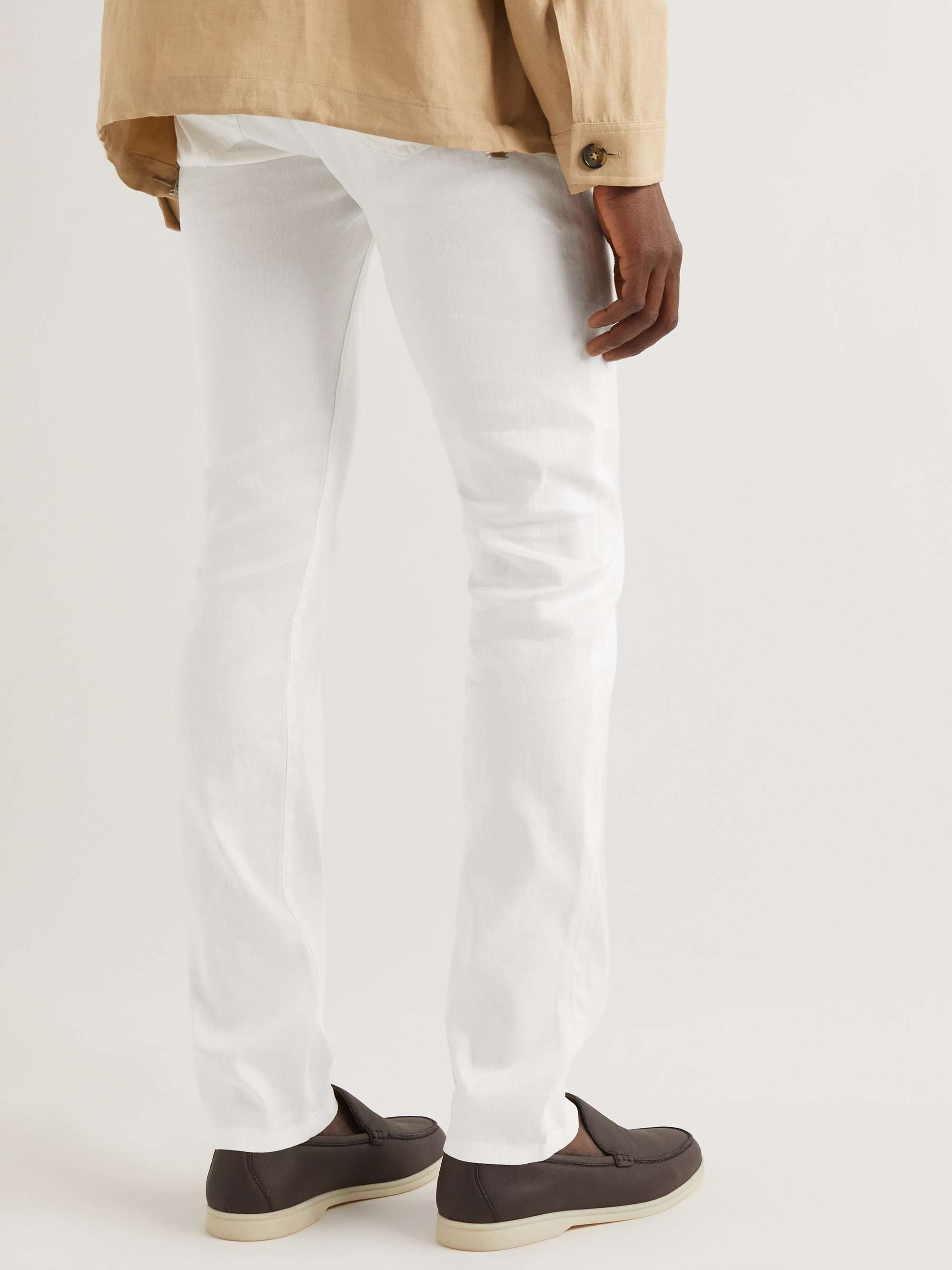 Slim-Fit Linen-Blend Twill Trousers view