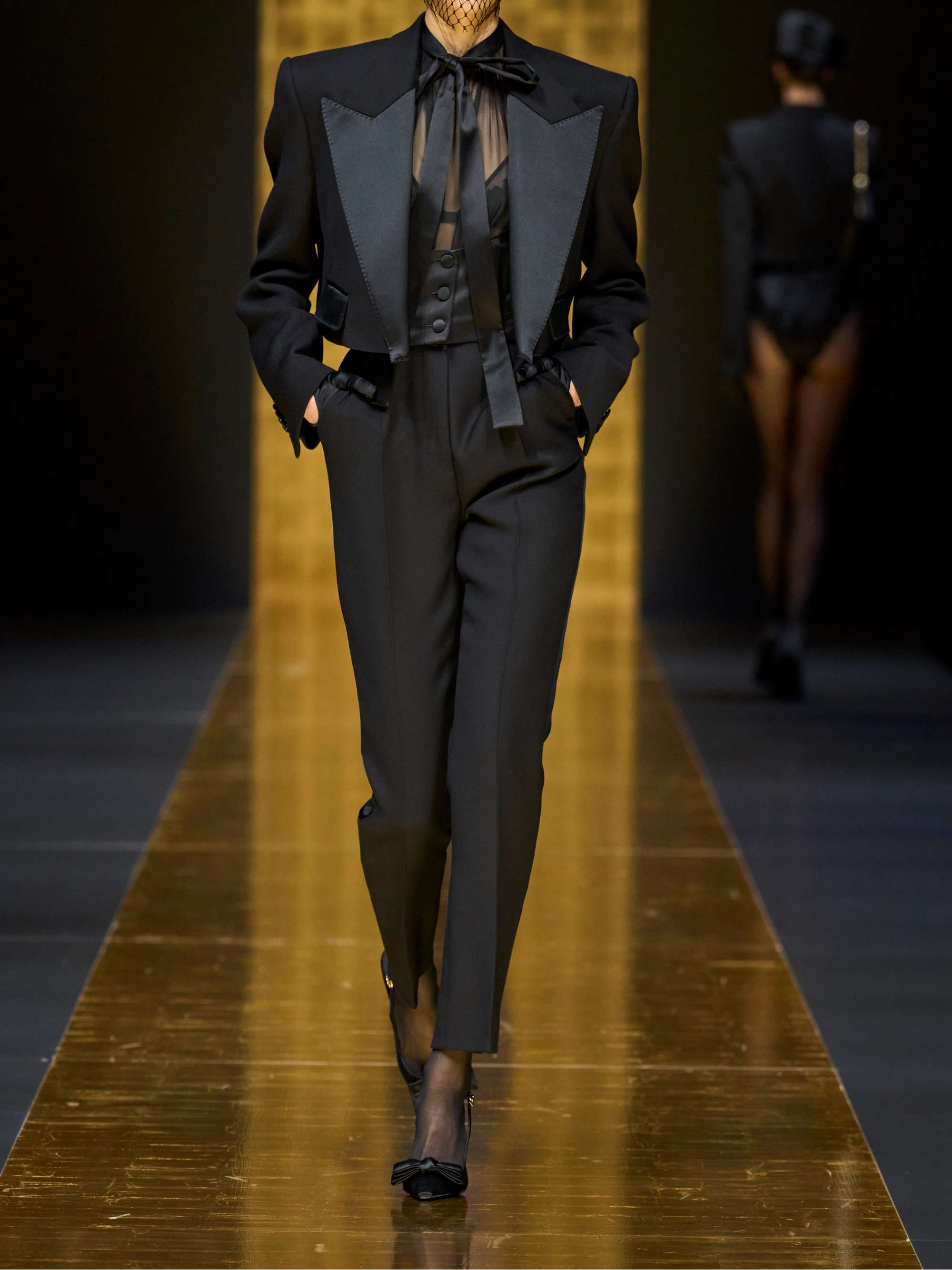 Pleated wool-blend gabardine straight-leg pants view