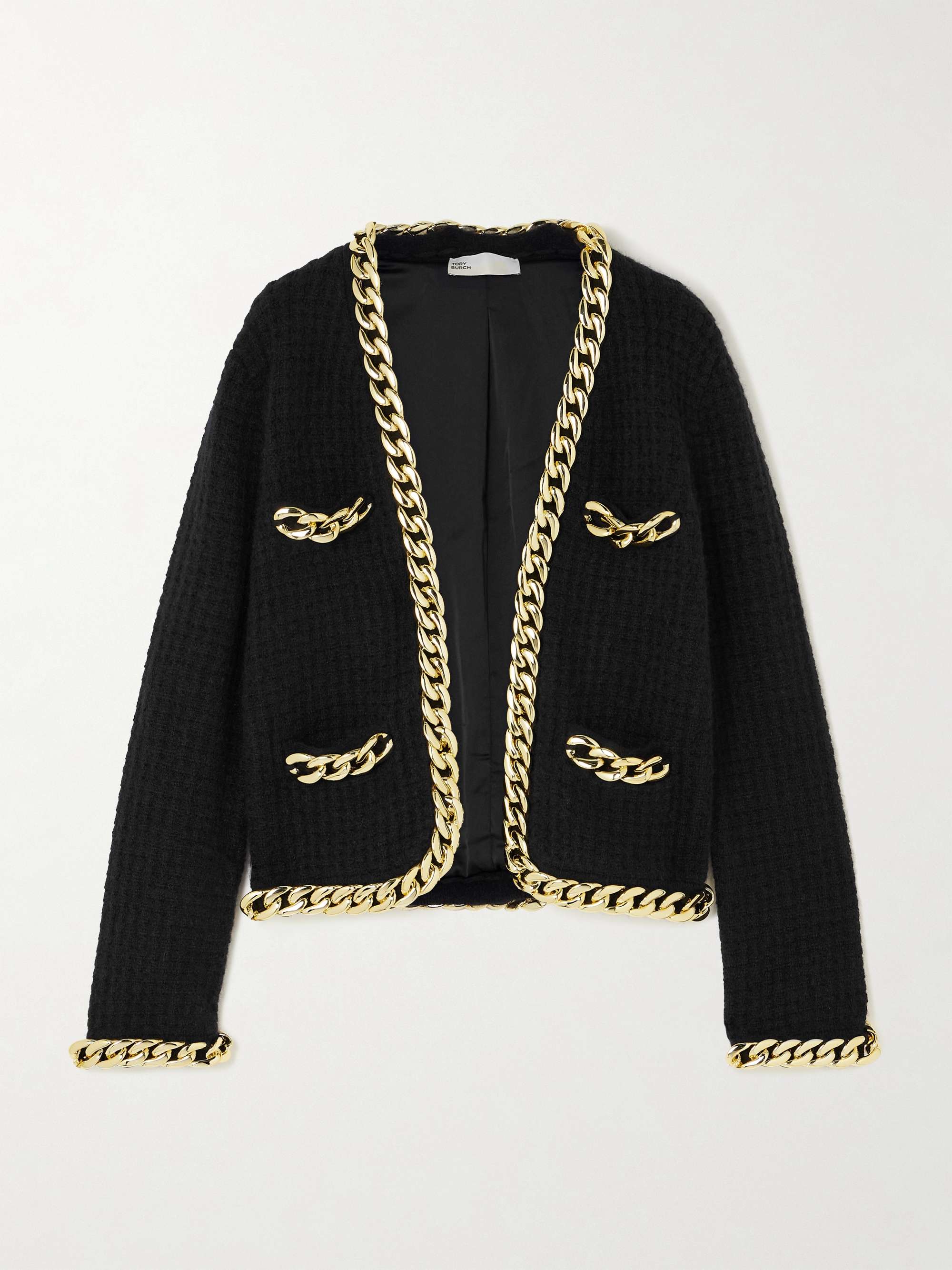 Kendra chain-embellished waffle-knit cardigan view