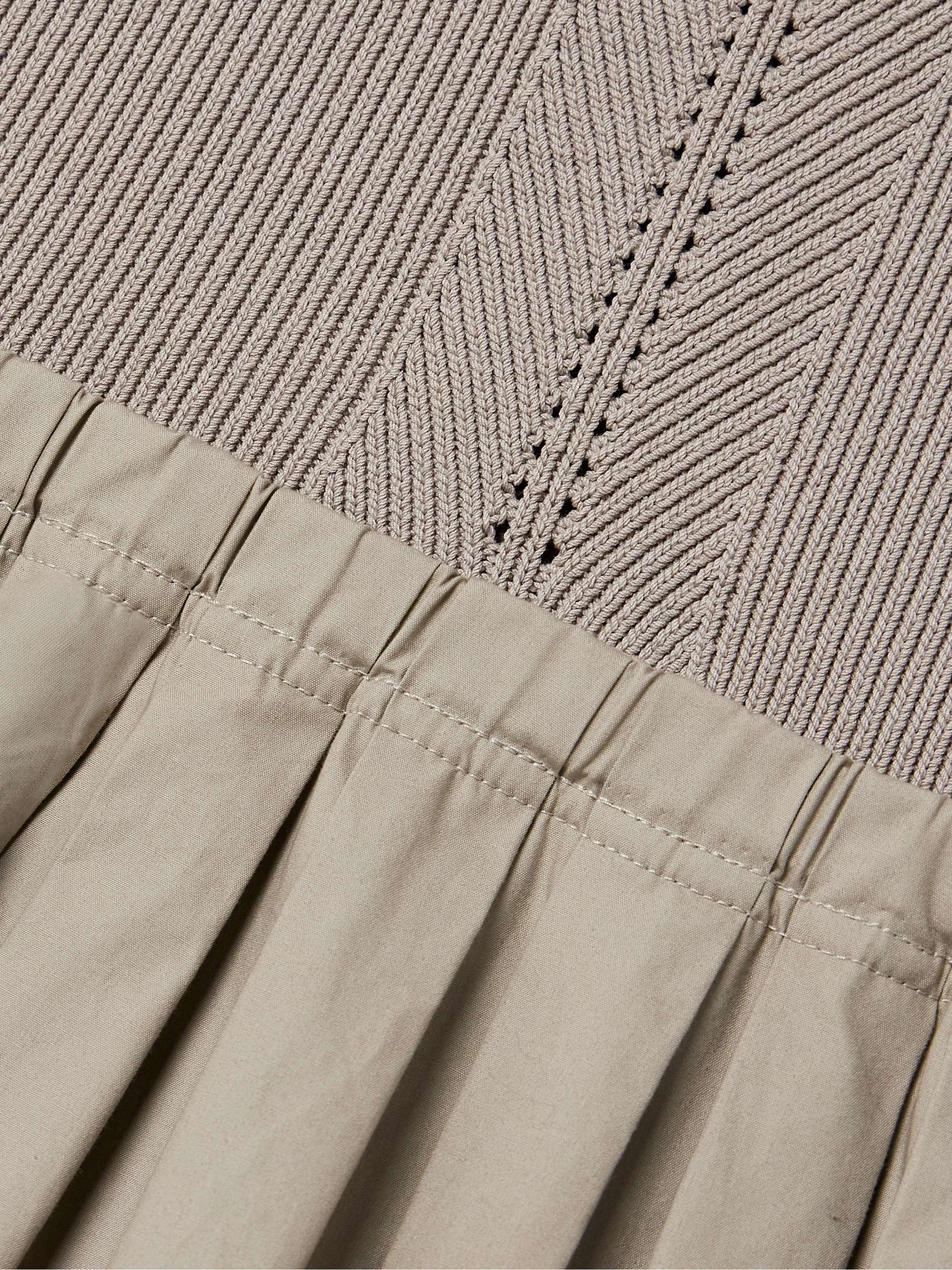 Gene pointelle-knit silk and cotton-blend and pleated cotton-poplin midi dress view