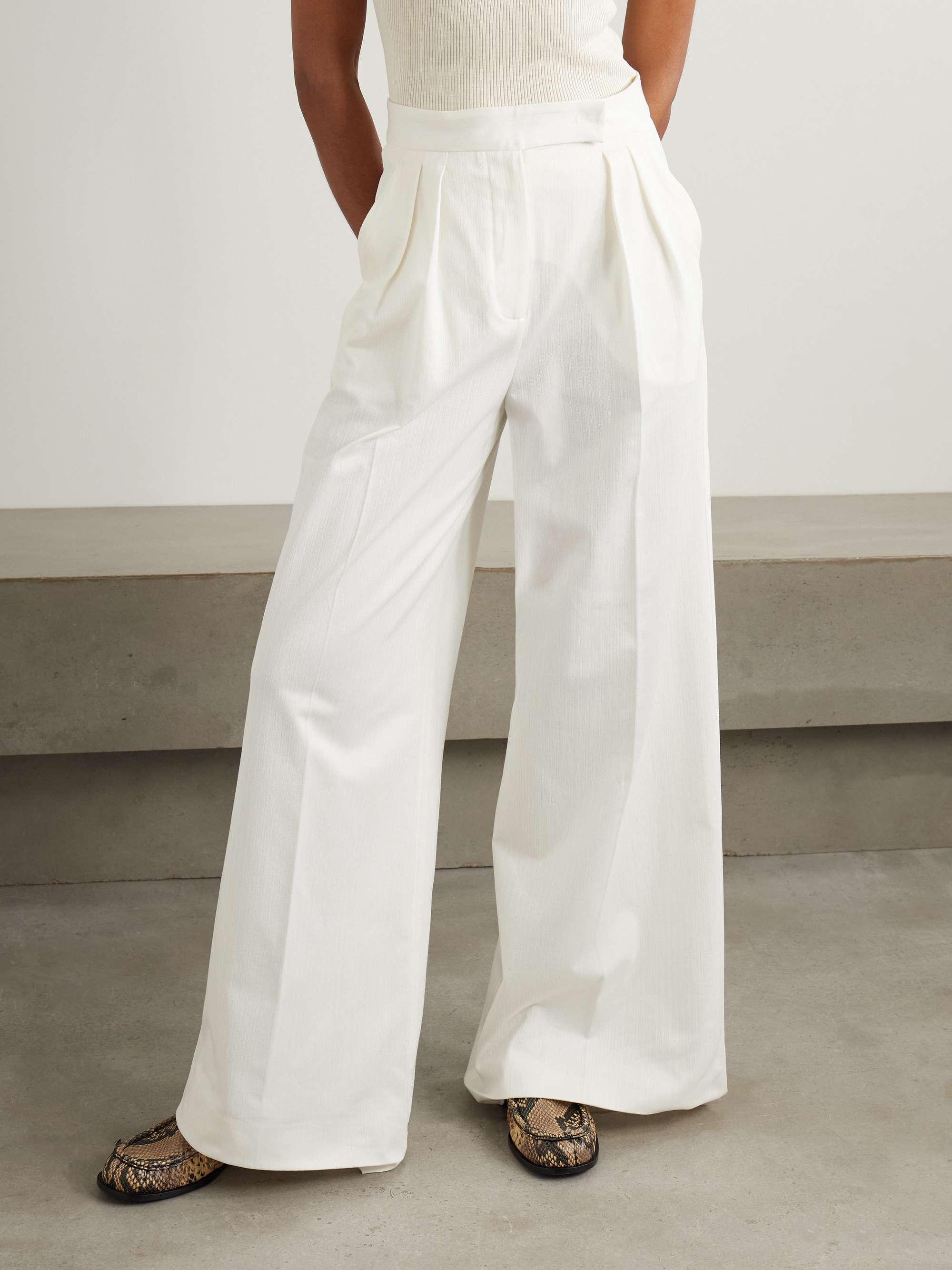 Chenzia pleated cotton wide-leg pants view