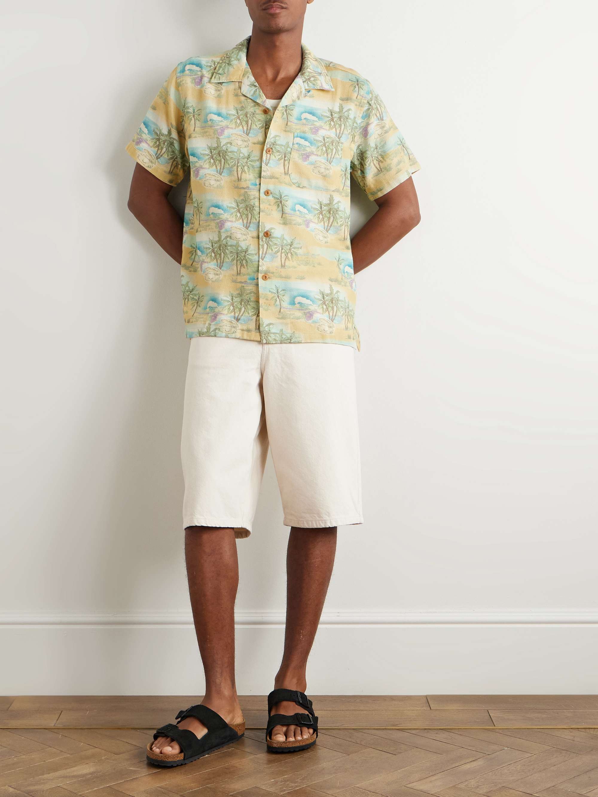 Arvid Pearls Convertible-Collar Printed Organic Cotton-Crepe Shirt view