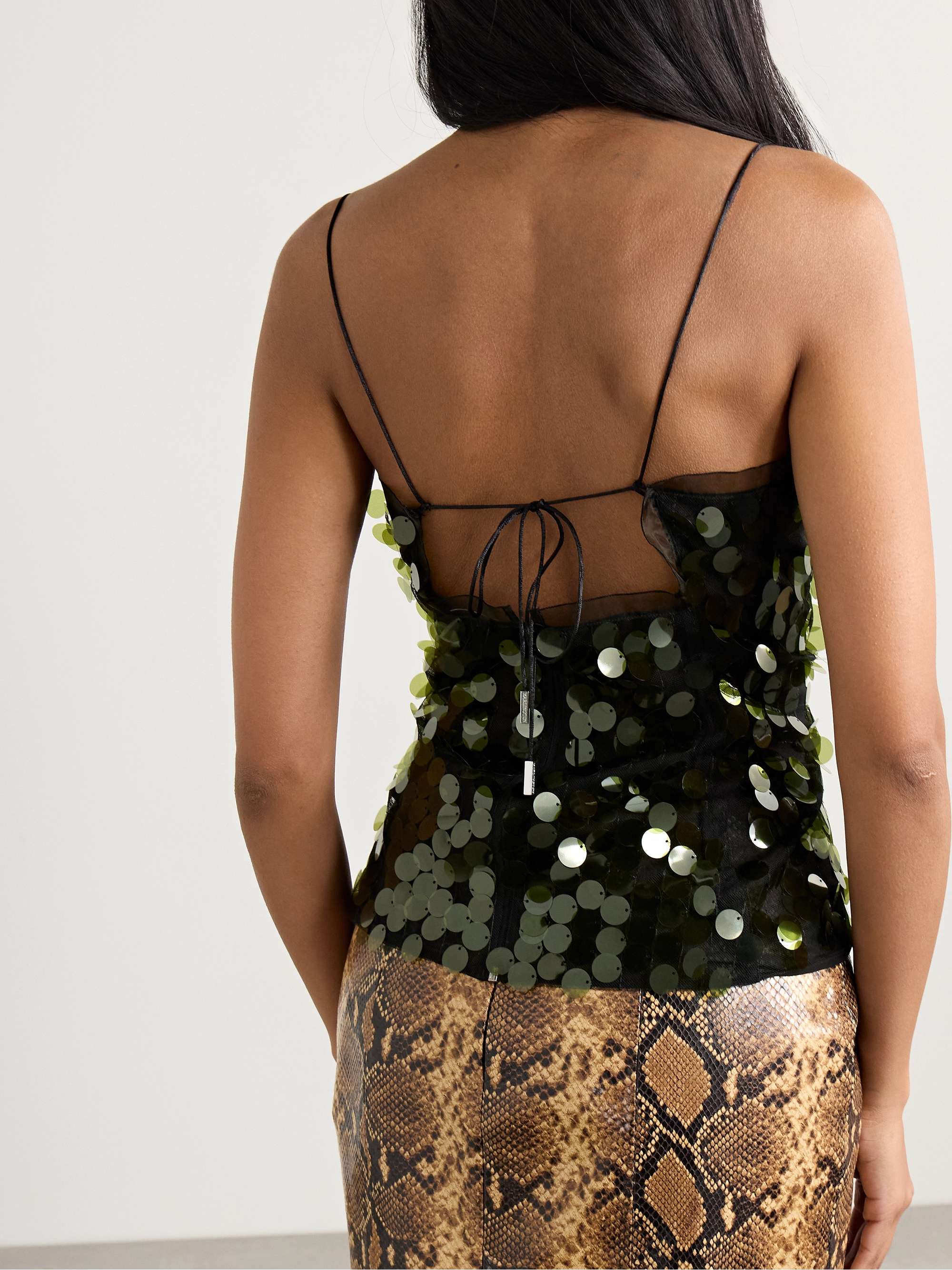 Suero sequined chiffon top view