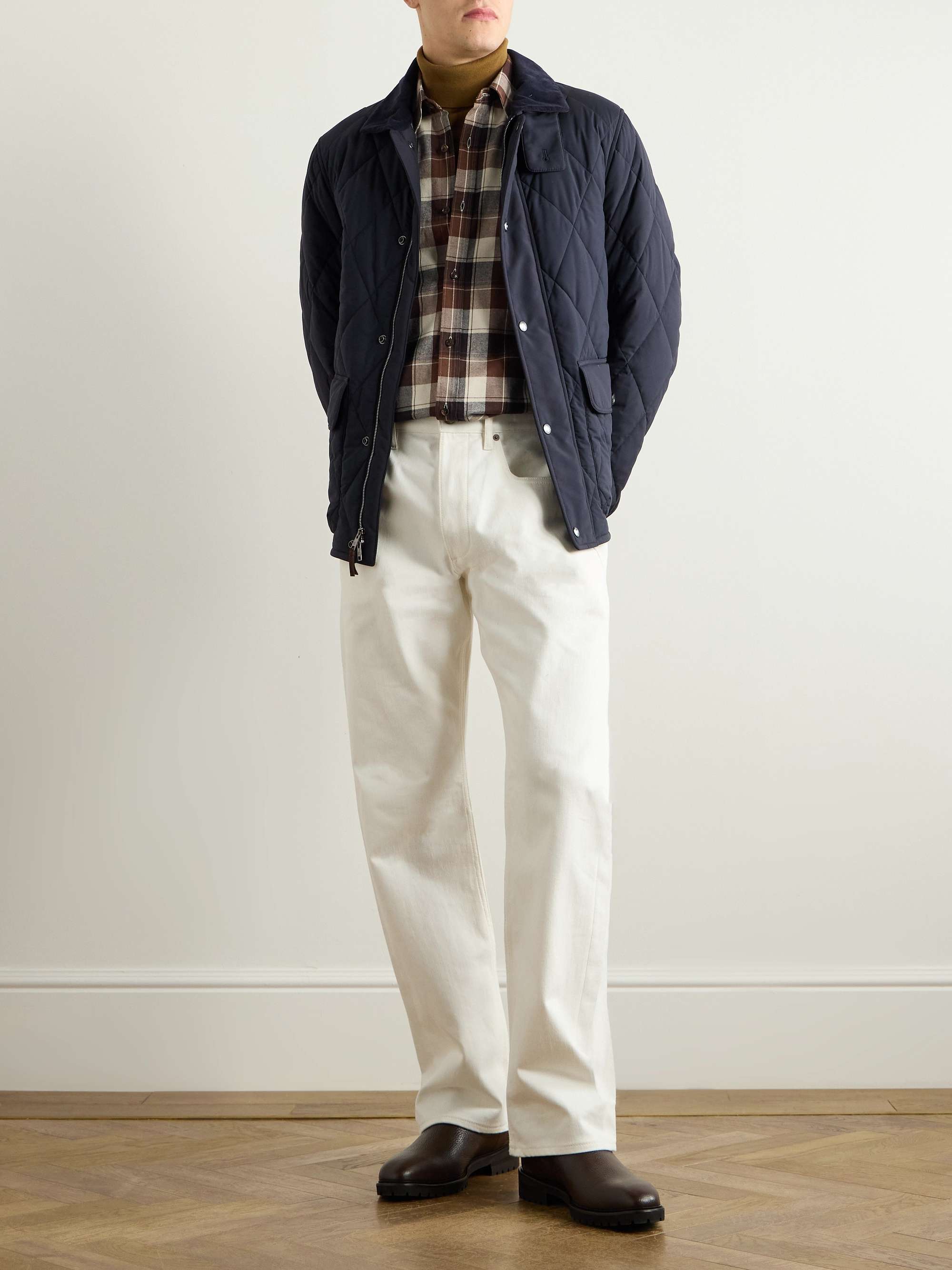 Carleton Corduroy and Suede-Trimmed Quilted Shell Down Jacket view