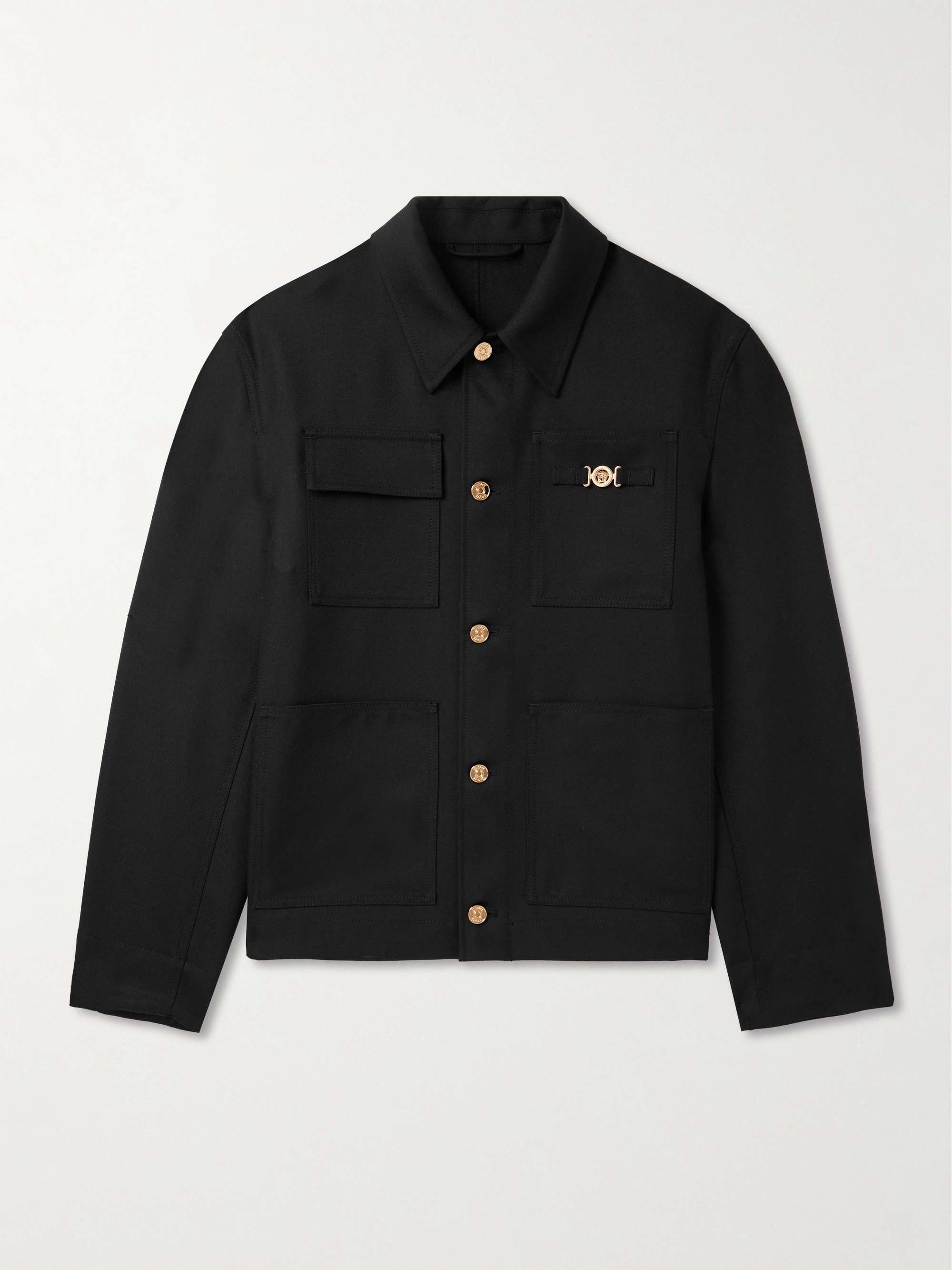 Logo-Appliquèd Wool Shirt Jacket view