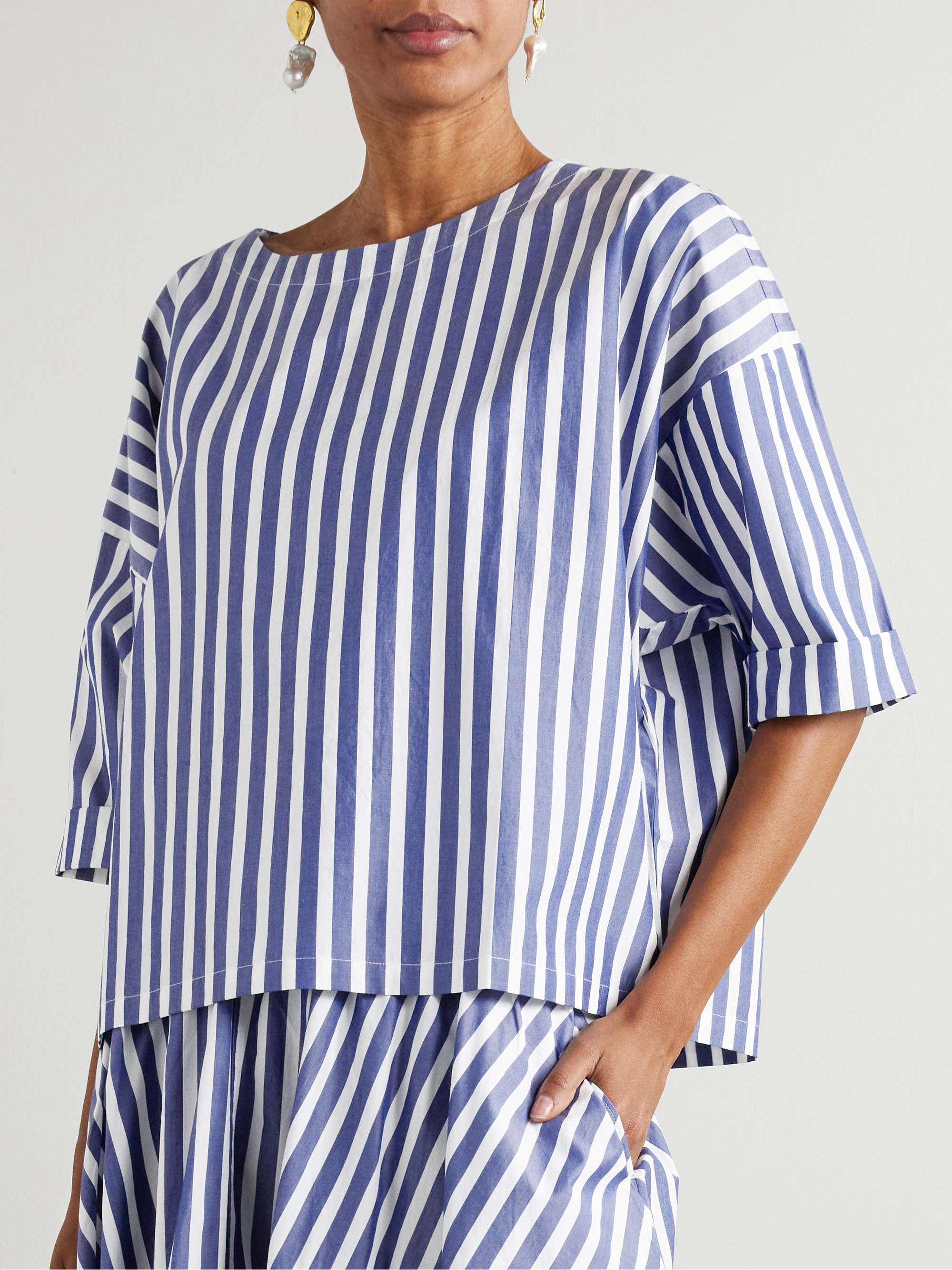 Saria striped cotton-poplin T-shirt view