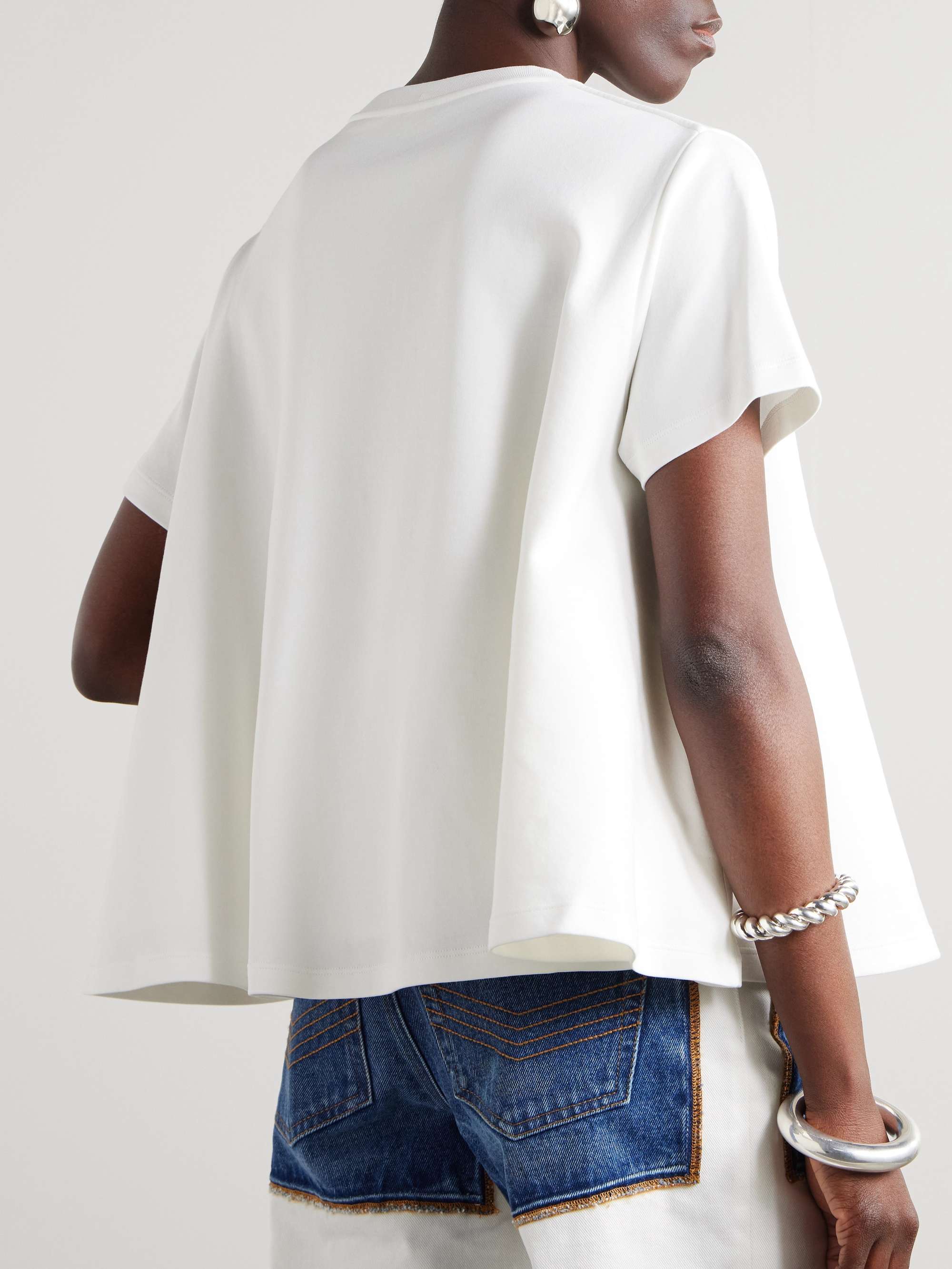 Embroidered cotton-blend jersey T-shirt view
