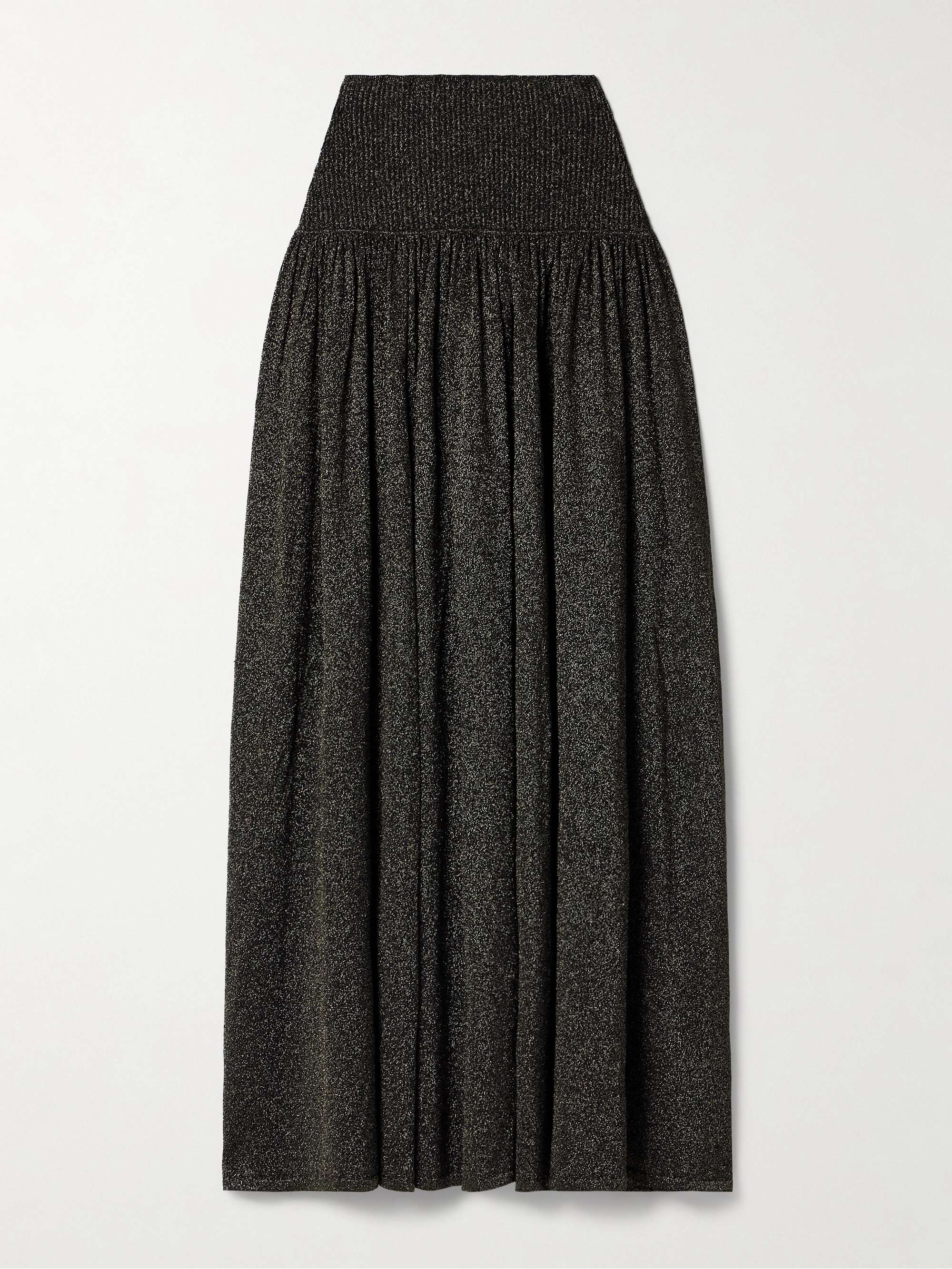 Crush gathered metallic stretch-knit midi skirt view