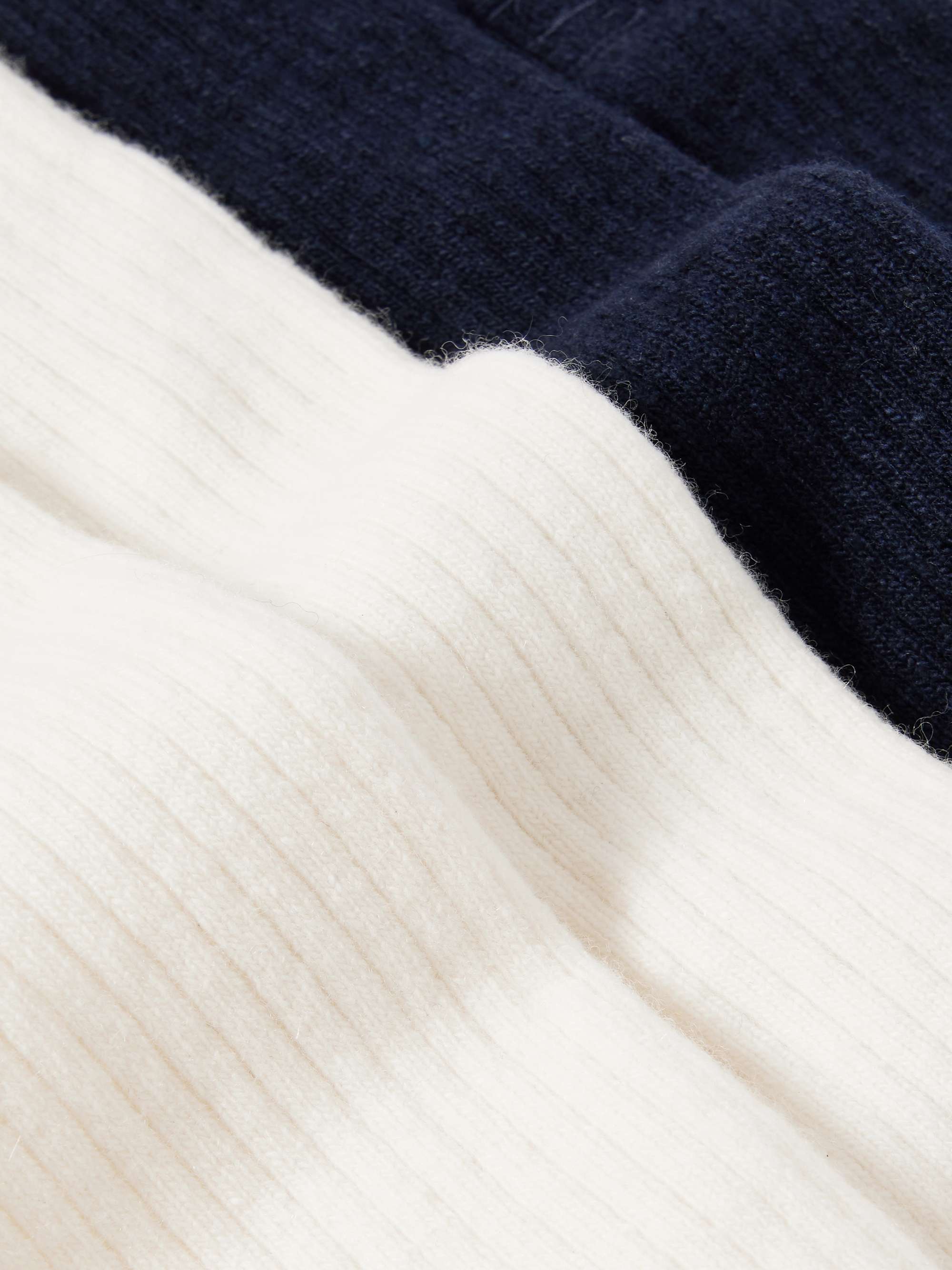 Set of two embroidered ribbed-knit socks view