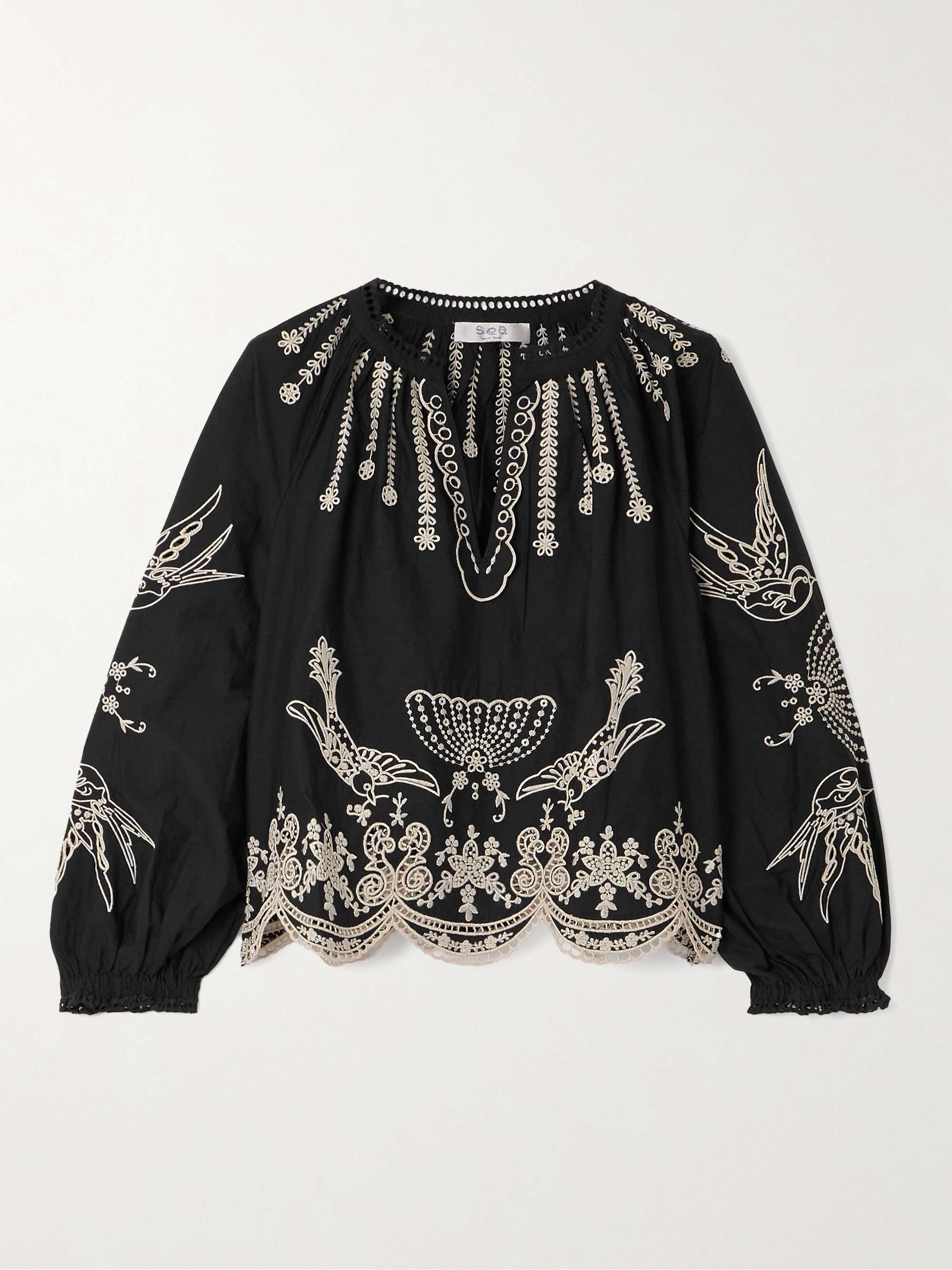 Kingsley embroidered cotton-poplin blouse view