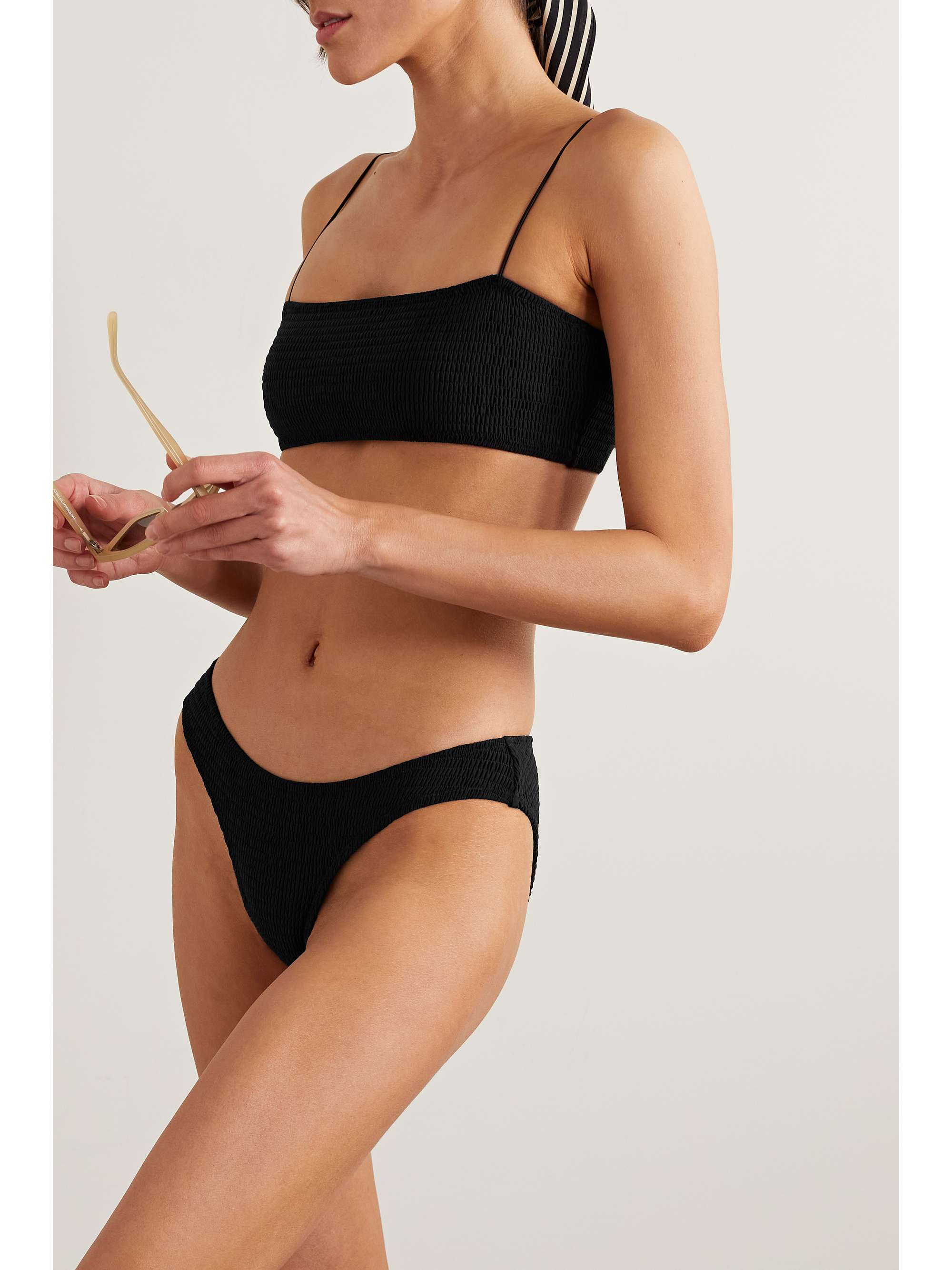 + NET SUSTAIN smocked recycled bikini top view