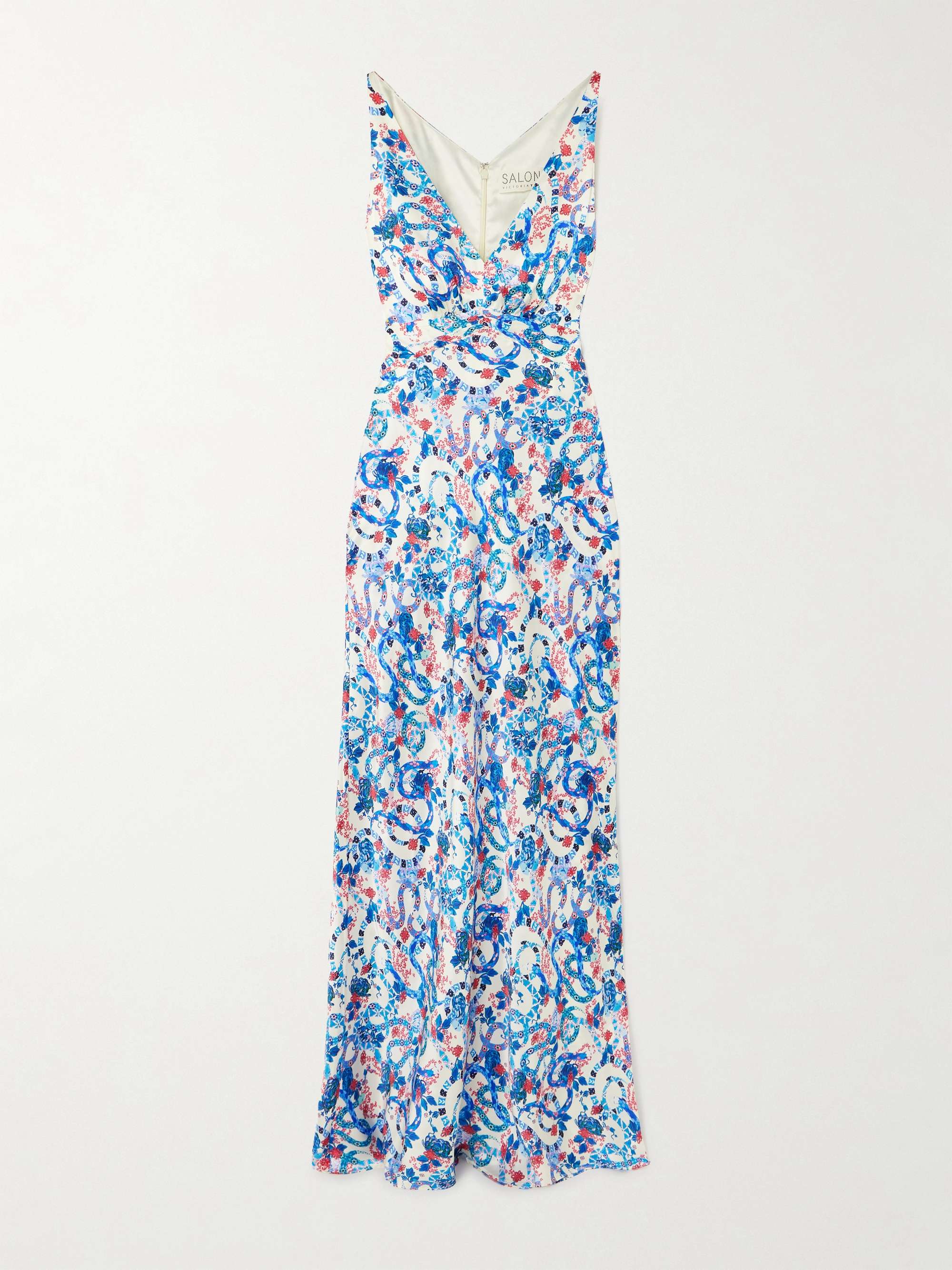 Wilhelmina printed silk-satin maxi dress view