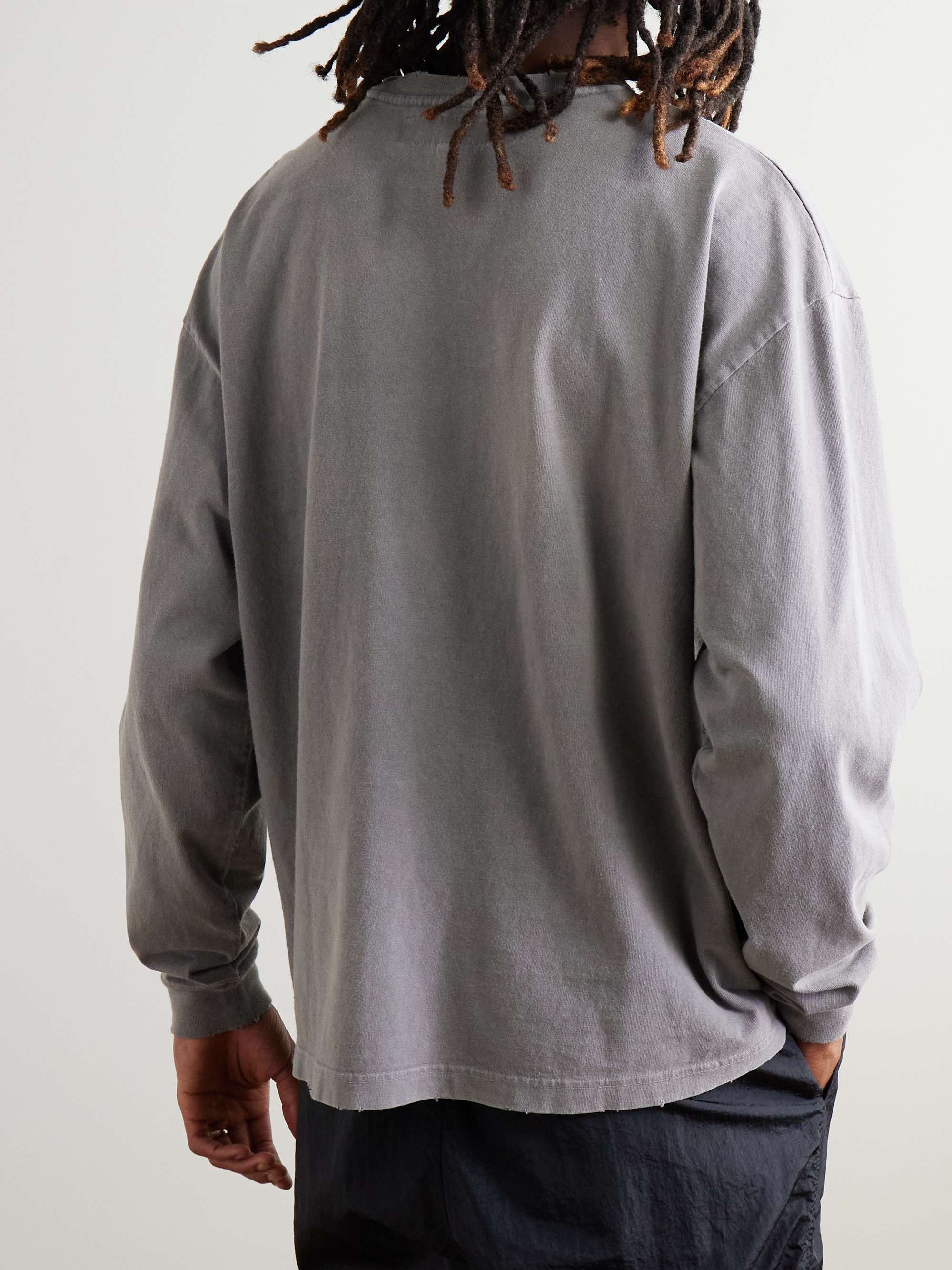 Savage Logo-Flocked Distressed Cotton-Jersey T-Shirt view