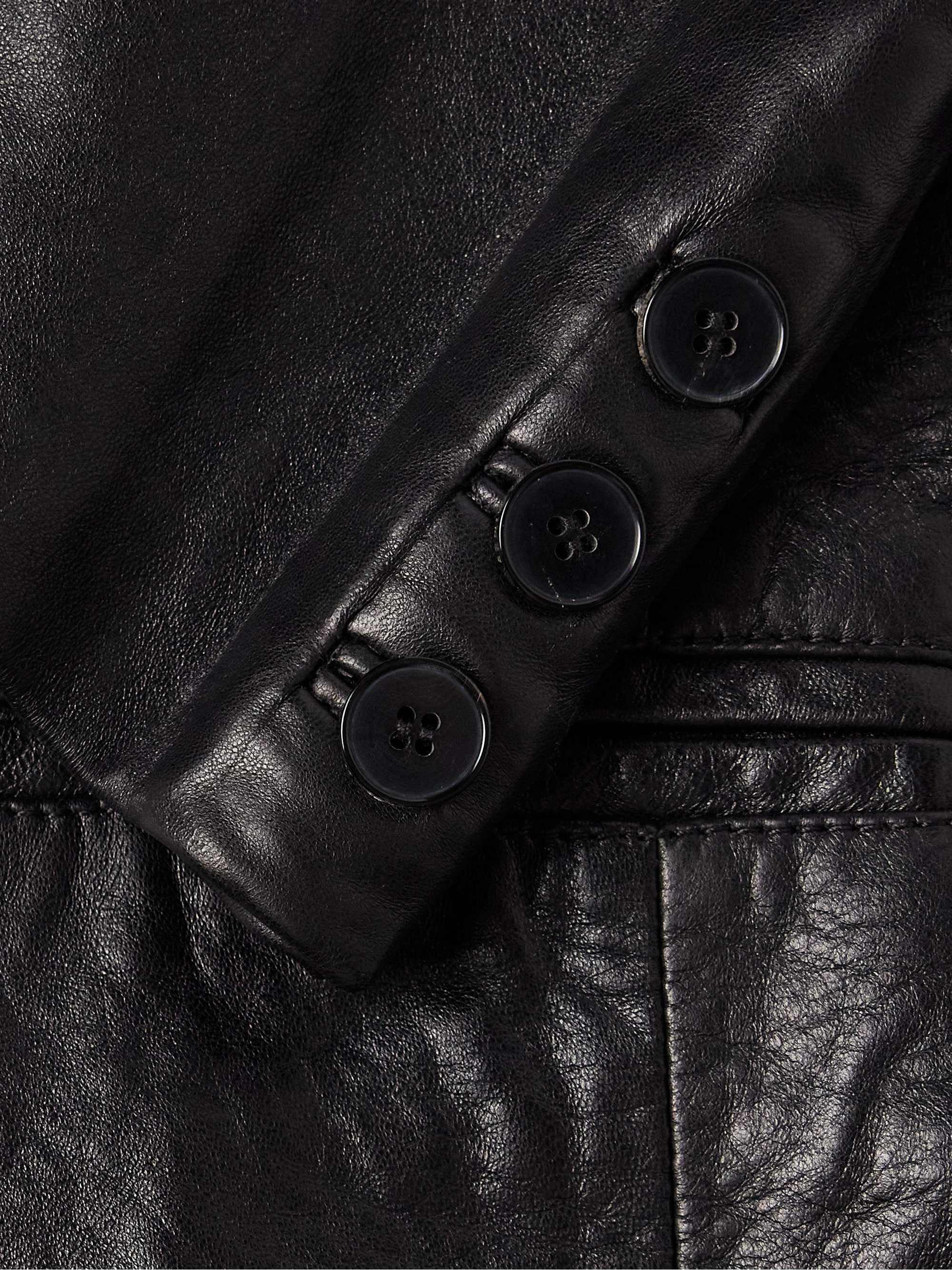 Slim-Fit Crinkled-Leather Blazer view