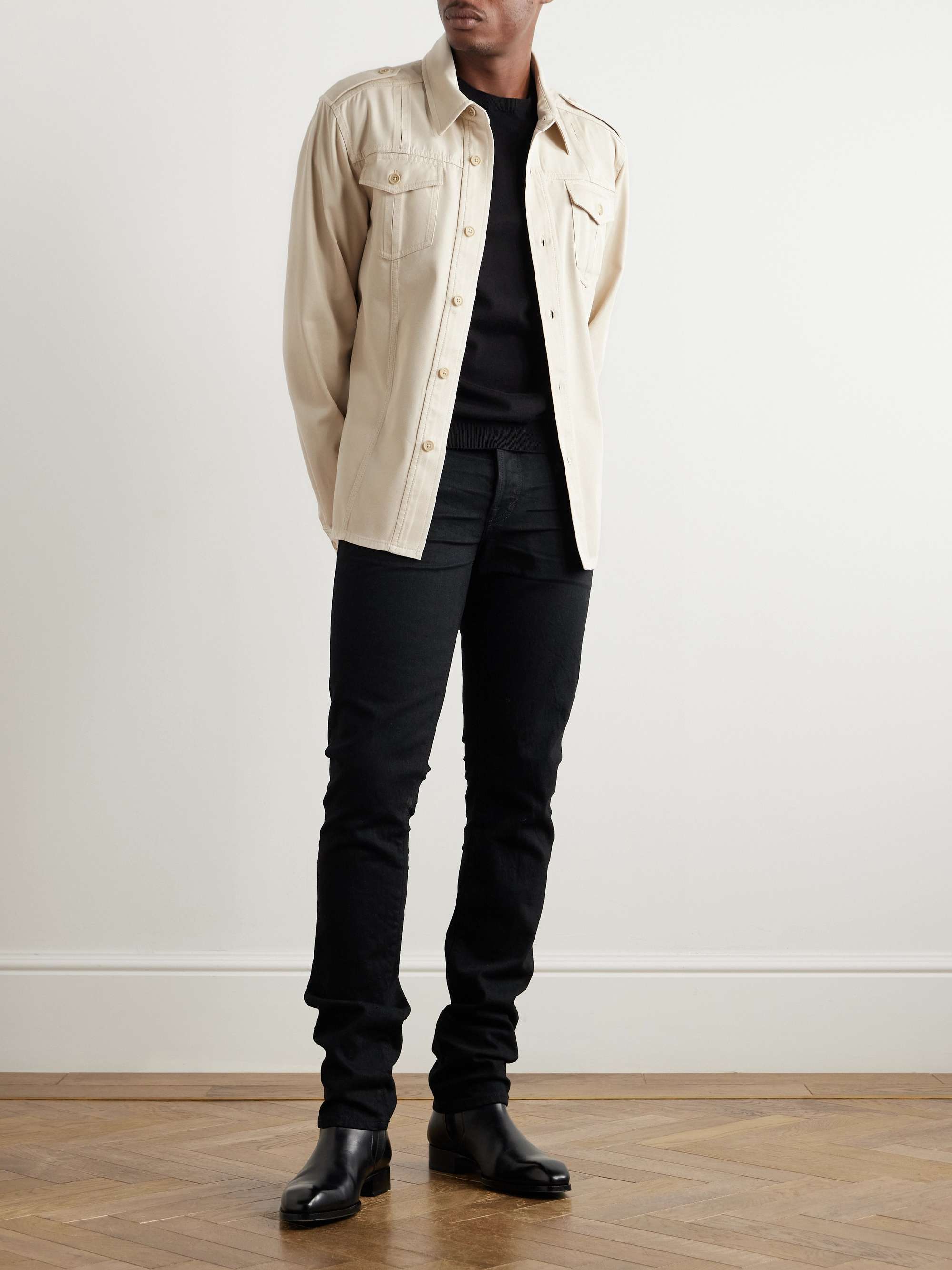 Cotton and Silk-Blend Twill Overshirt view