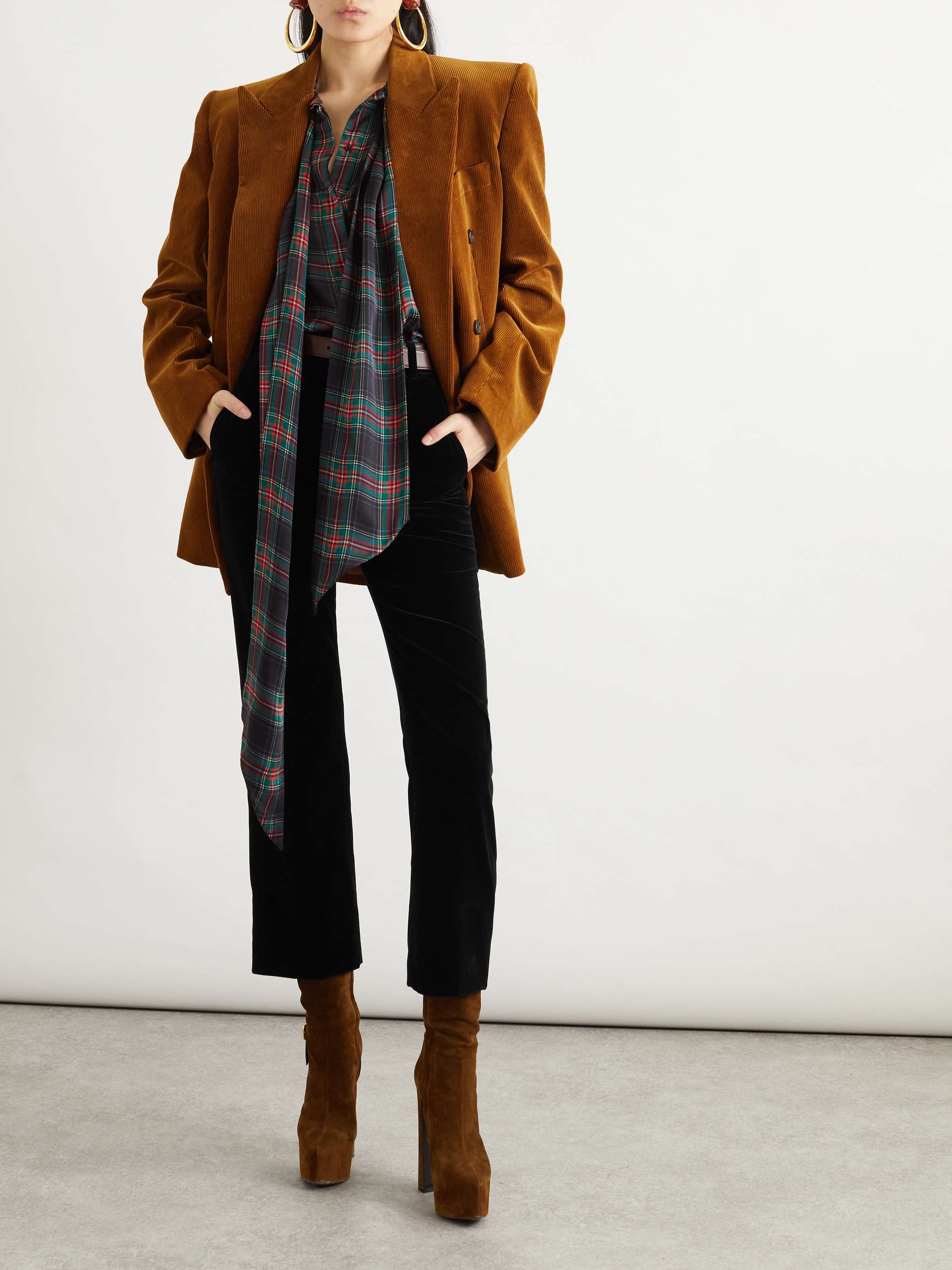 Cotton-velvet cropped slim-leg pants view