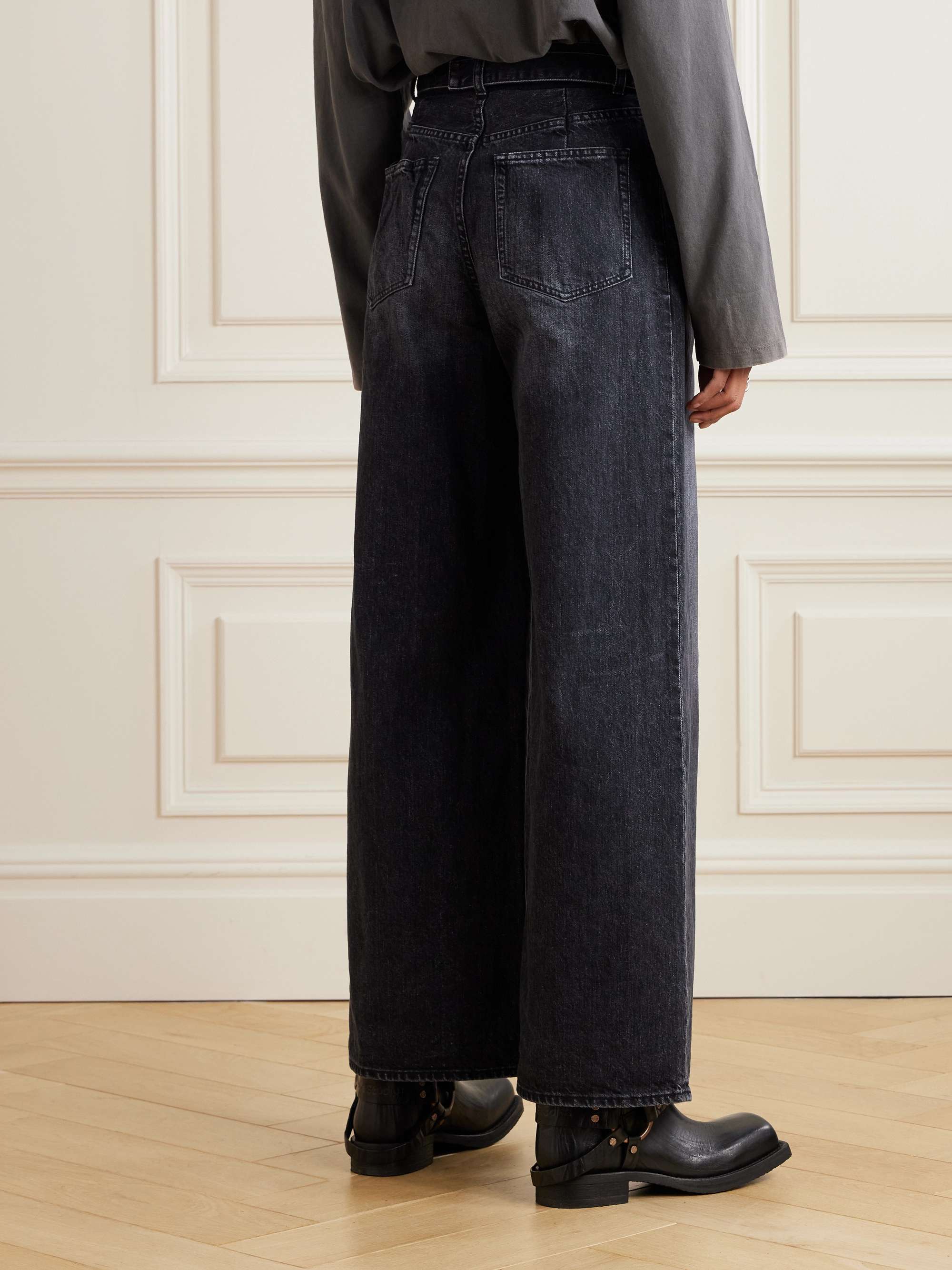 Belted high-rise wide-leg jeans view