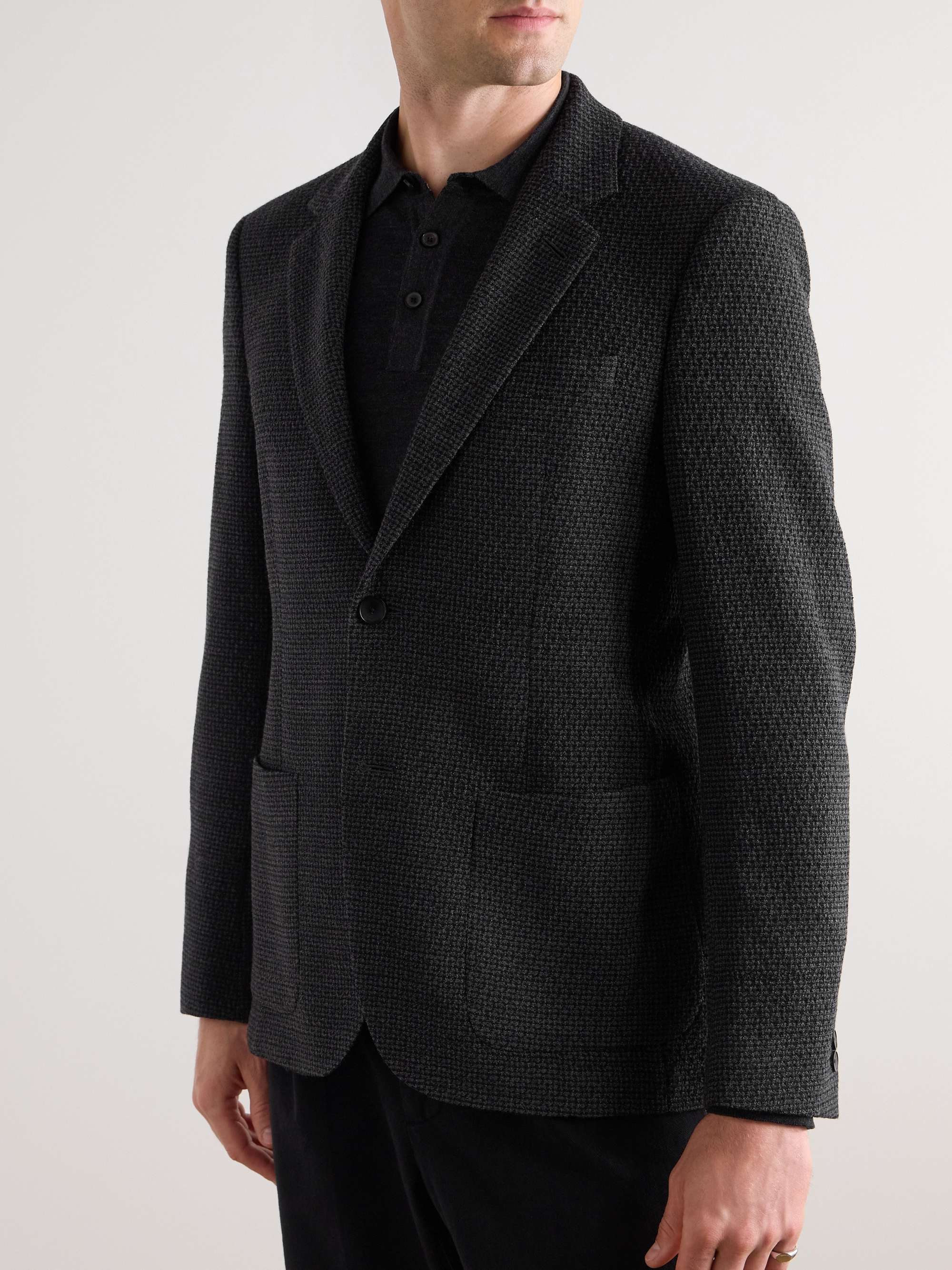 Regular-Fit Checked Wool-Blend Bouclé Blazer view