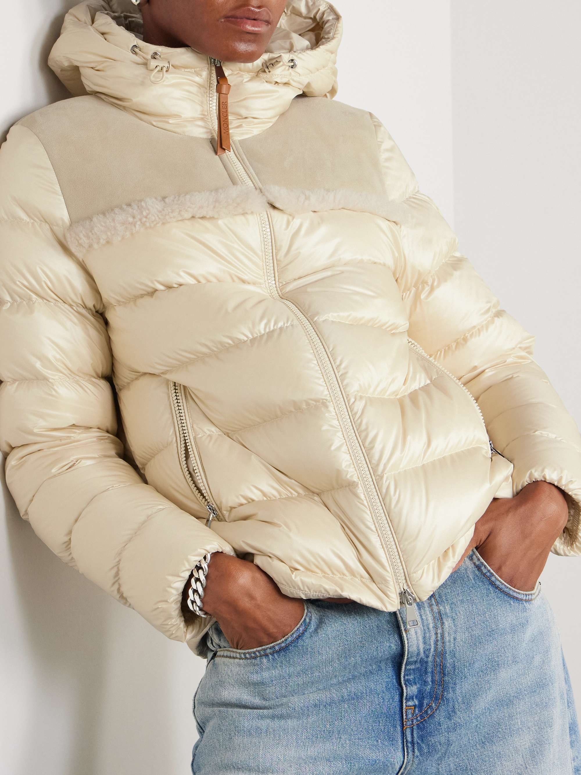 Beauvais shearling-paneled quilted shell hooded down jacket view