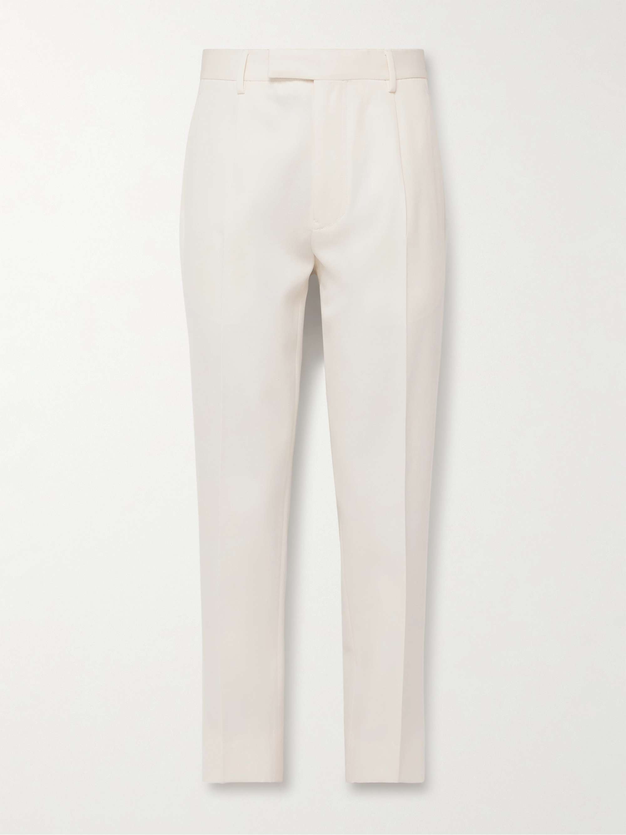 Slim-Fit Pleated Cotton and Wool-Blend Twill Trousers view