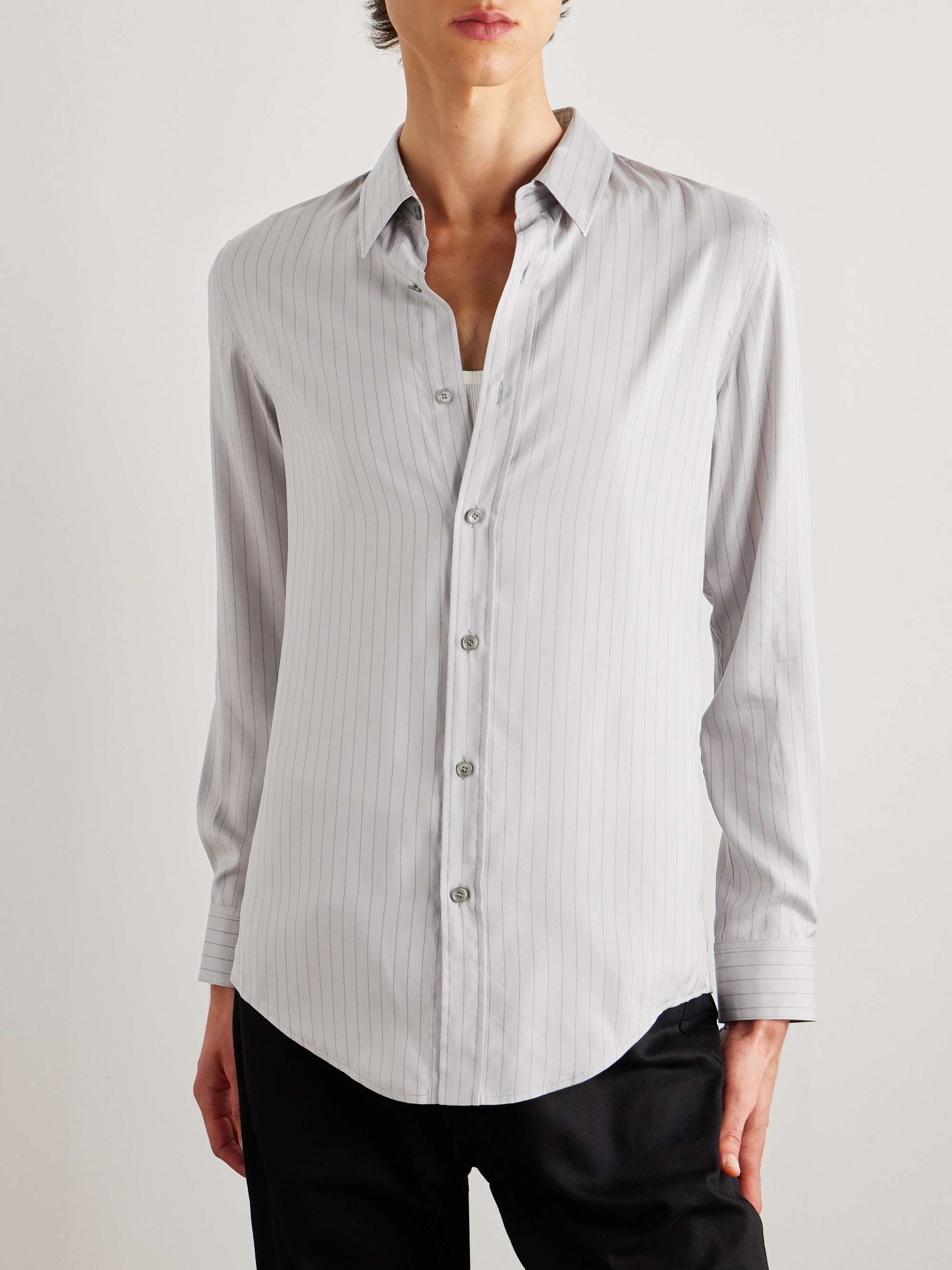 Slim-Fit Striped Silk Shirt view