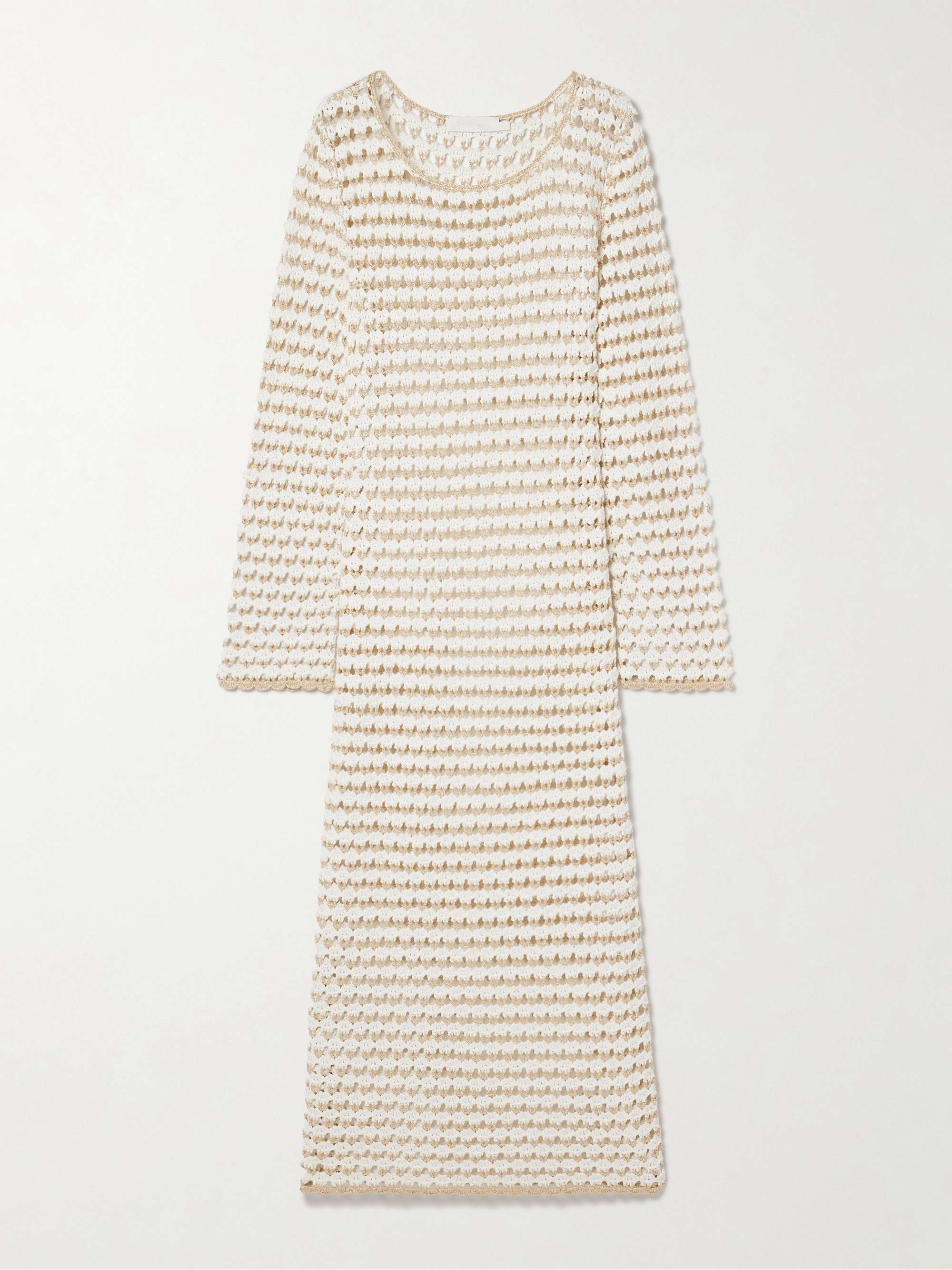 Tallow metallic crocheted cotton-blend midi dress view