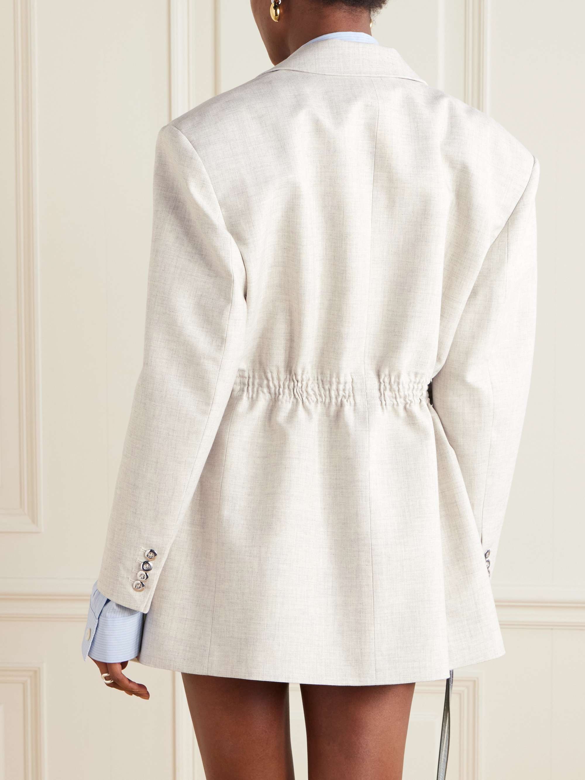 Embellished gathered wool and cotton-blend blazer view