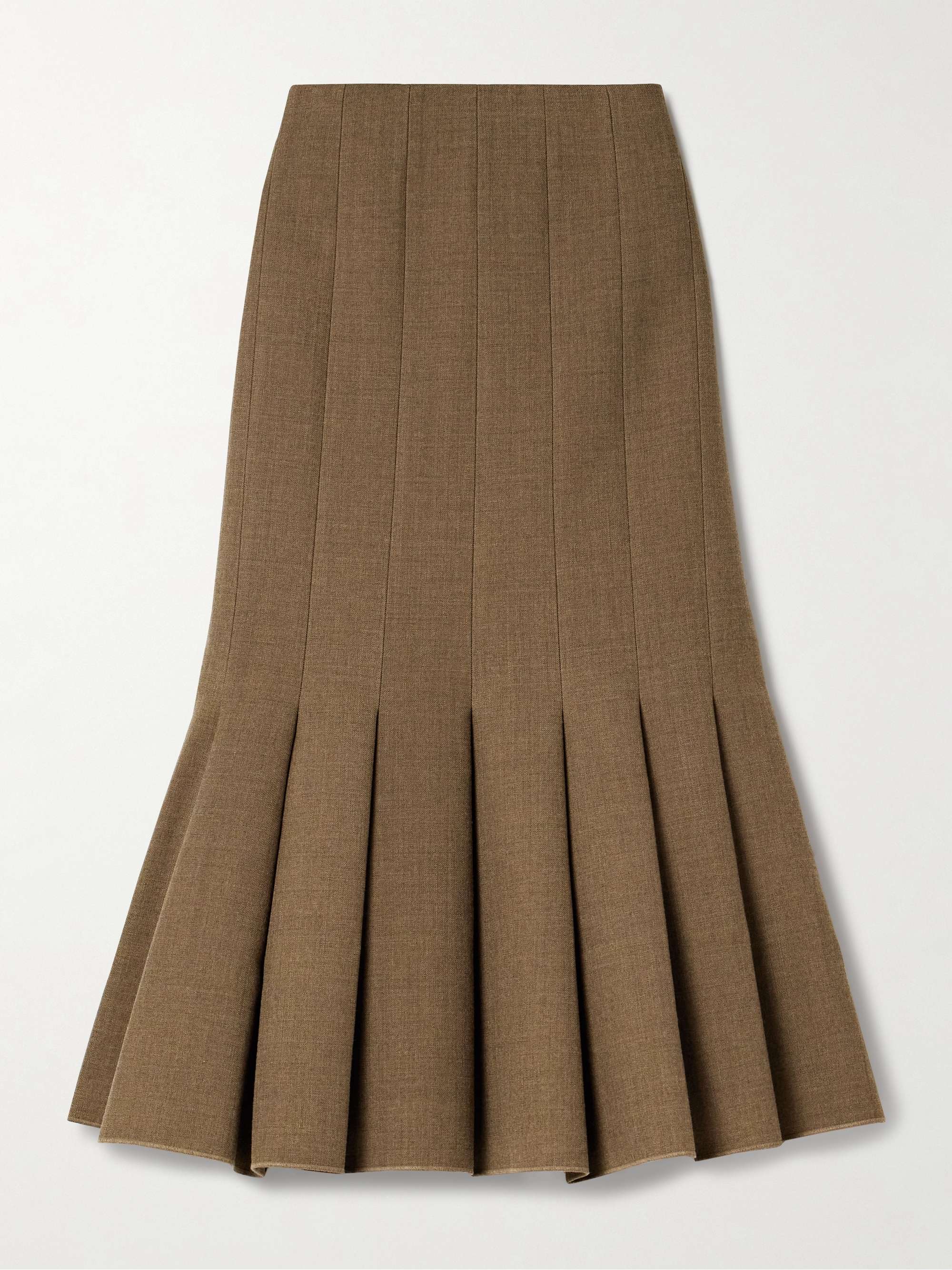 Pleated wool-twill midi skirt view