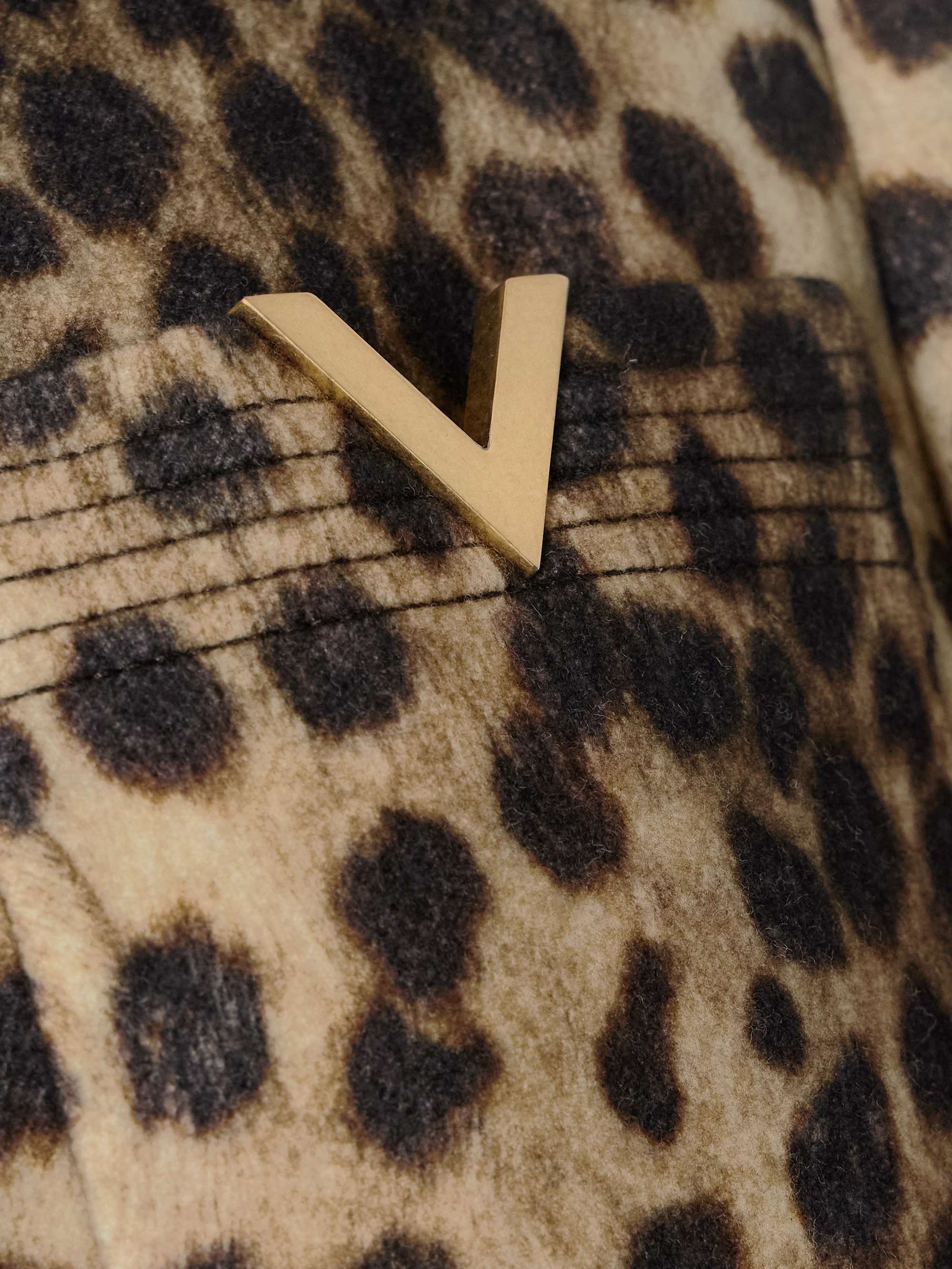 Belted faux fur-trimmed embellished cheetah-print wool coat view