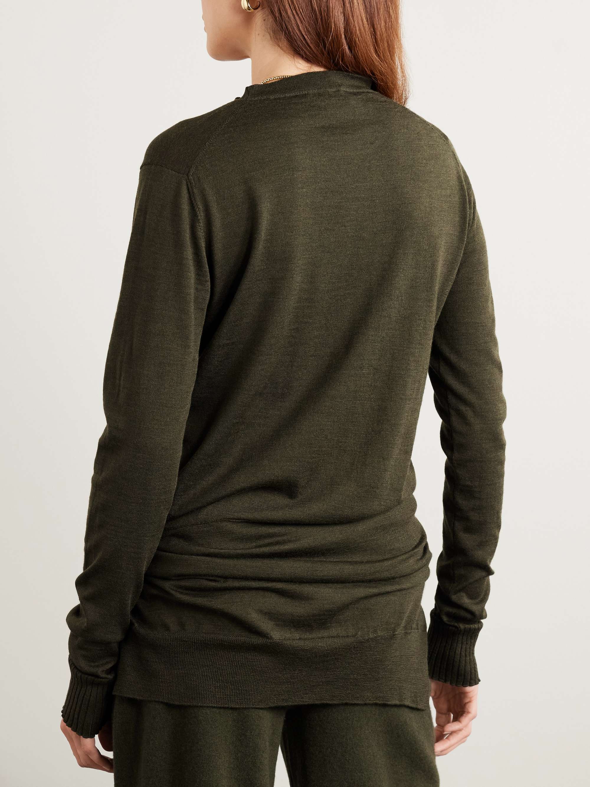 Tie-front layered wool sweater view