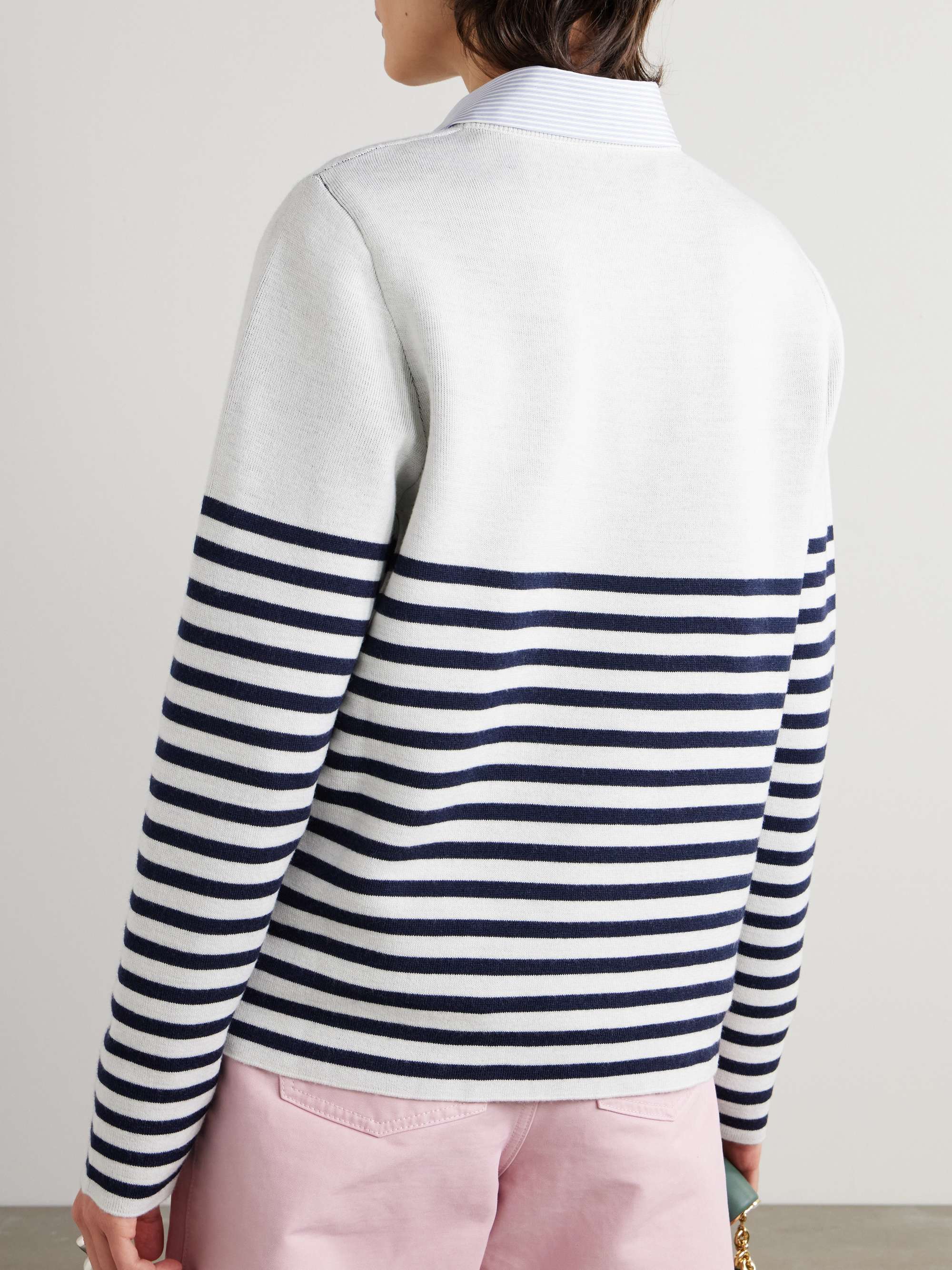 Embroidered jacquard-knit wool-blend sweater view