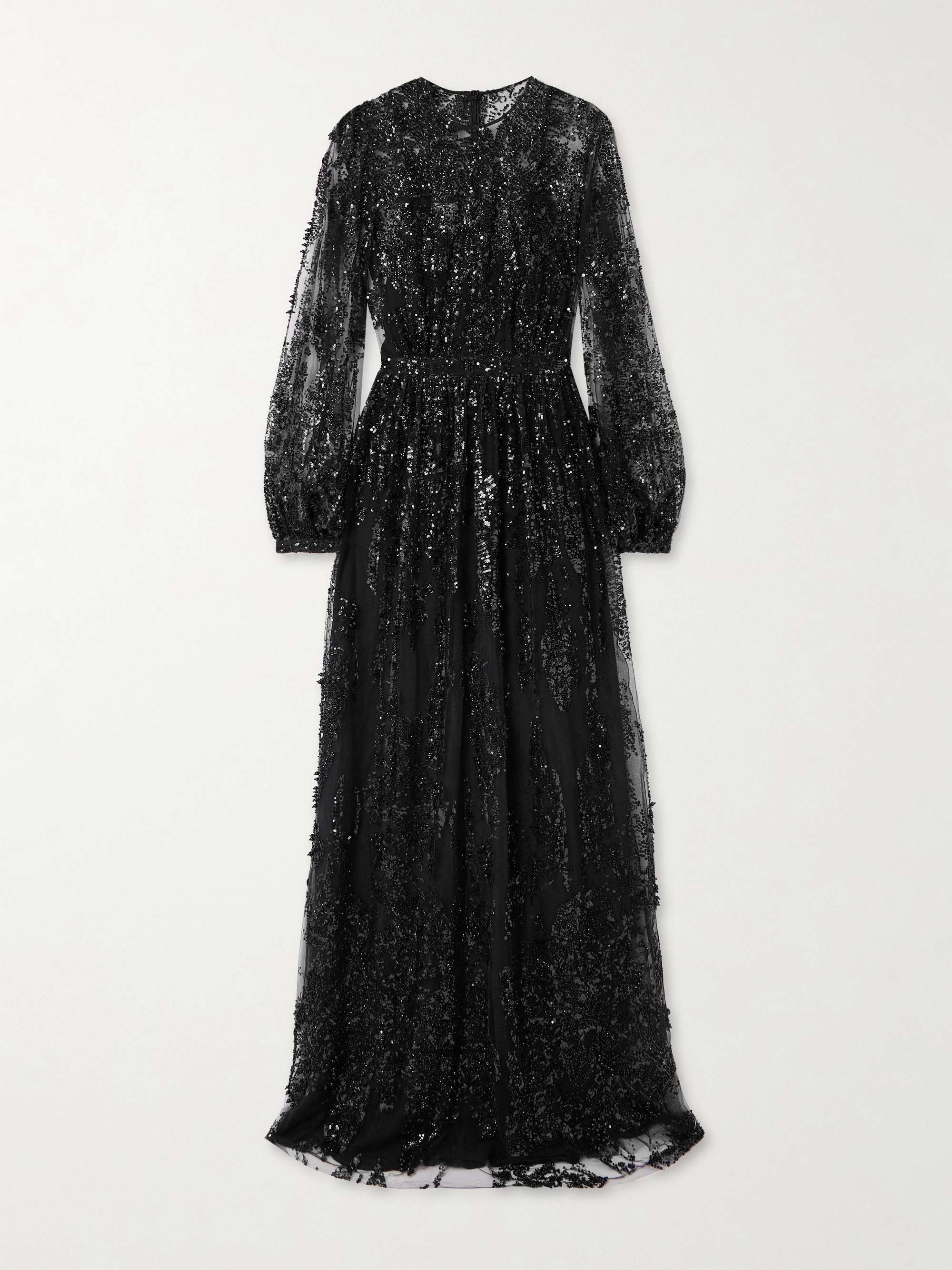 Bead and sequin-embellished tulle gown view