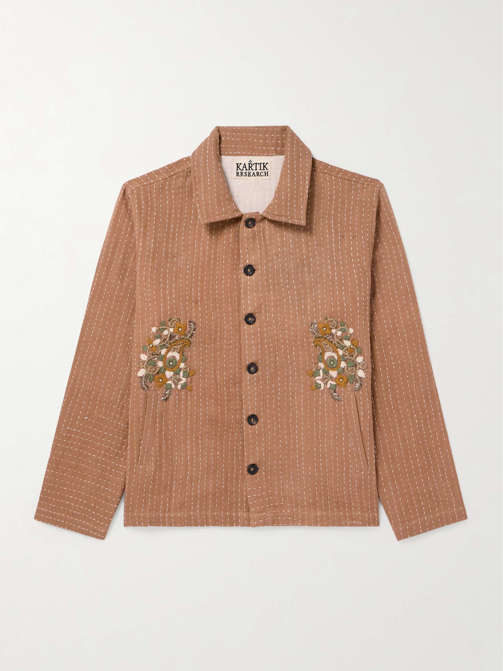 Kantha Embellished Embroidered Cotton Overshirt view