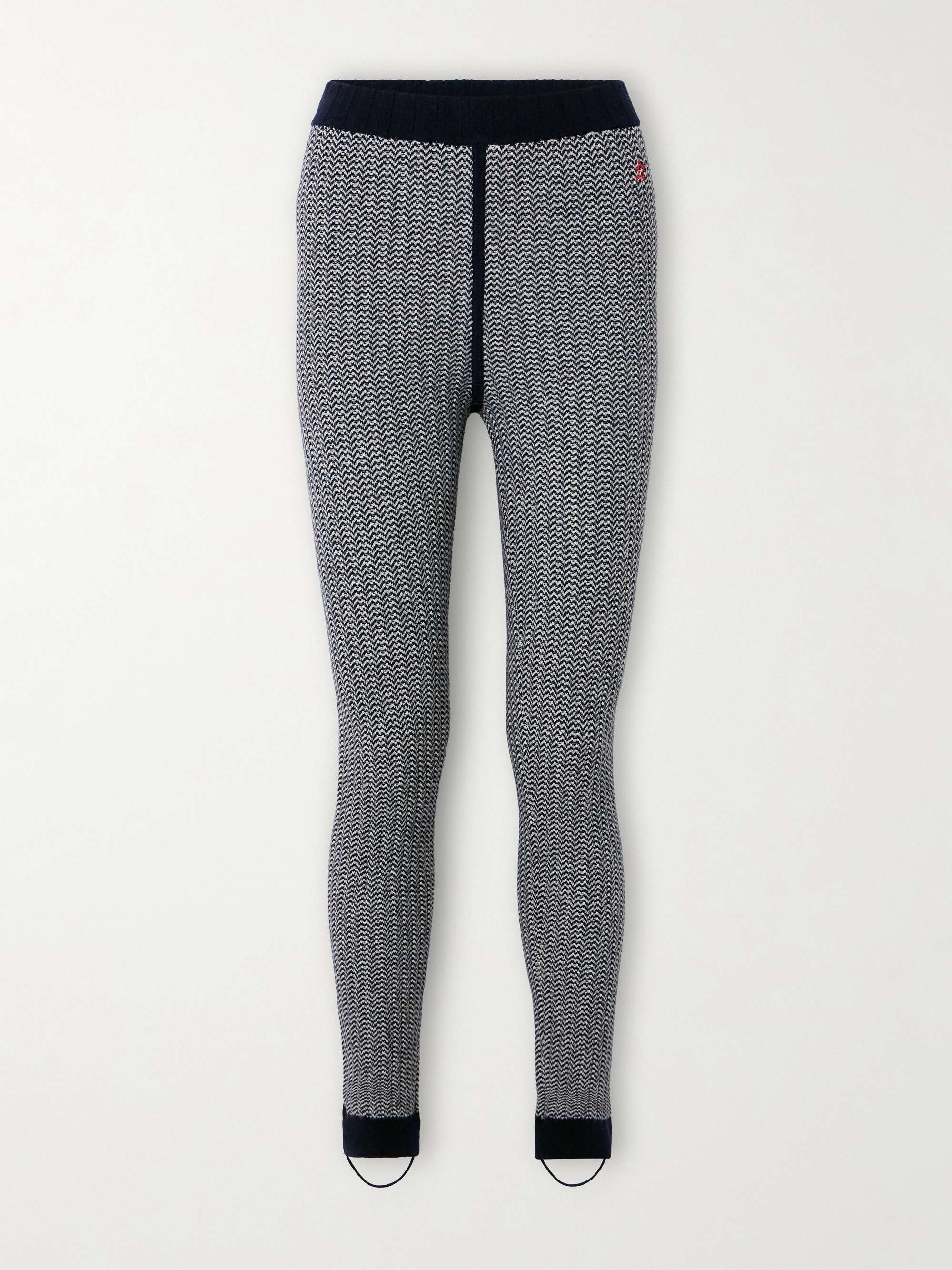 Jazzy ribbed striped wool and cashmere-blend leggings view