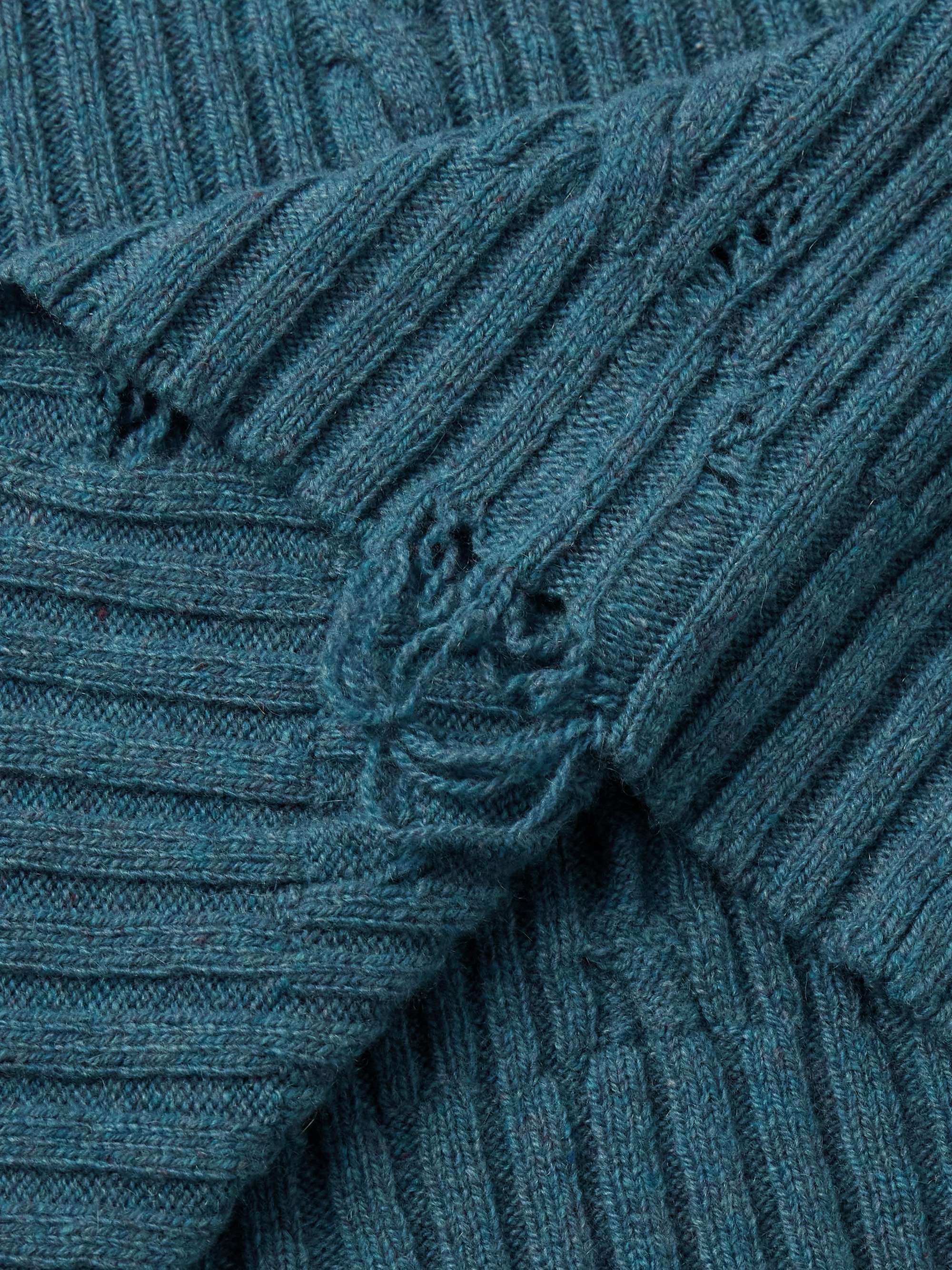 Distressed Cable-Knit Cashmere Sweater view