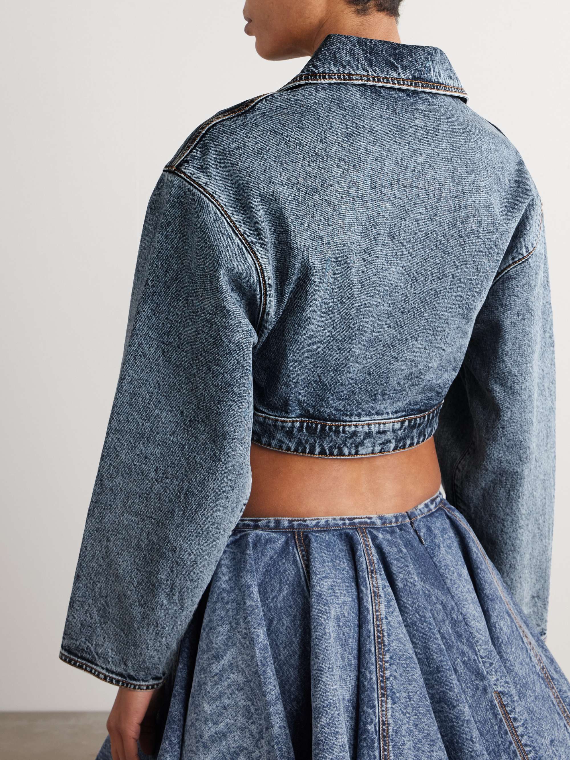 Cropped asymmetric denim jacket view