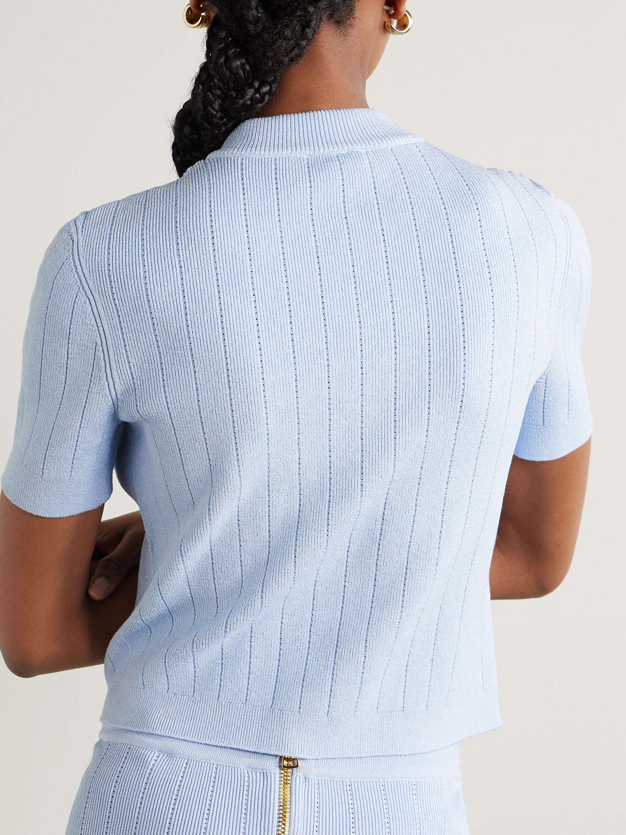 Embellished ribbed-knit cardigan view