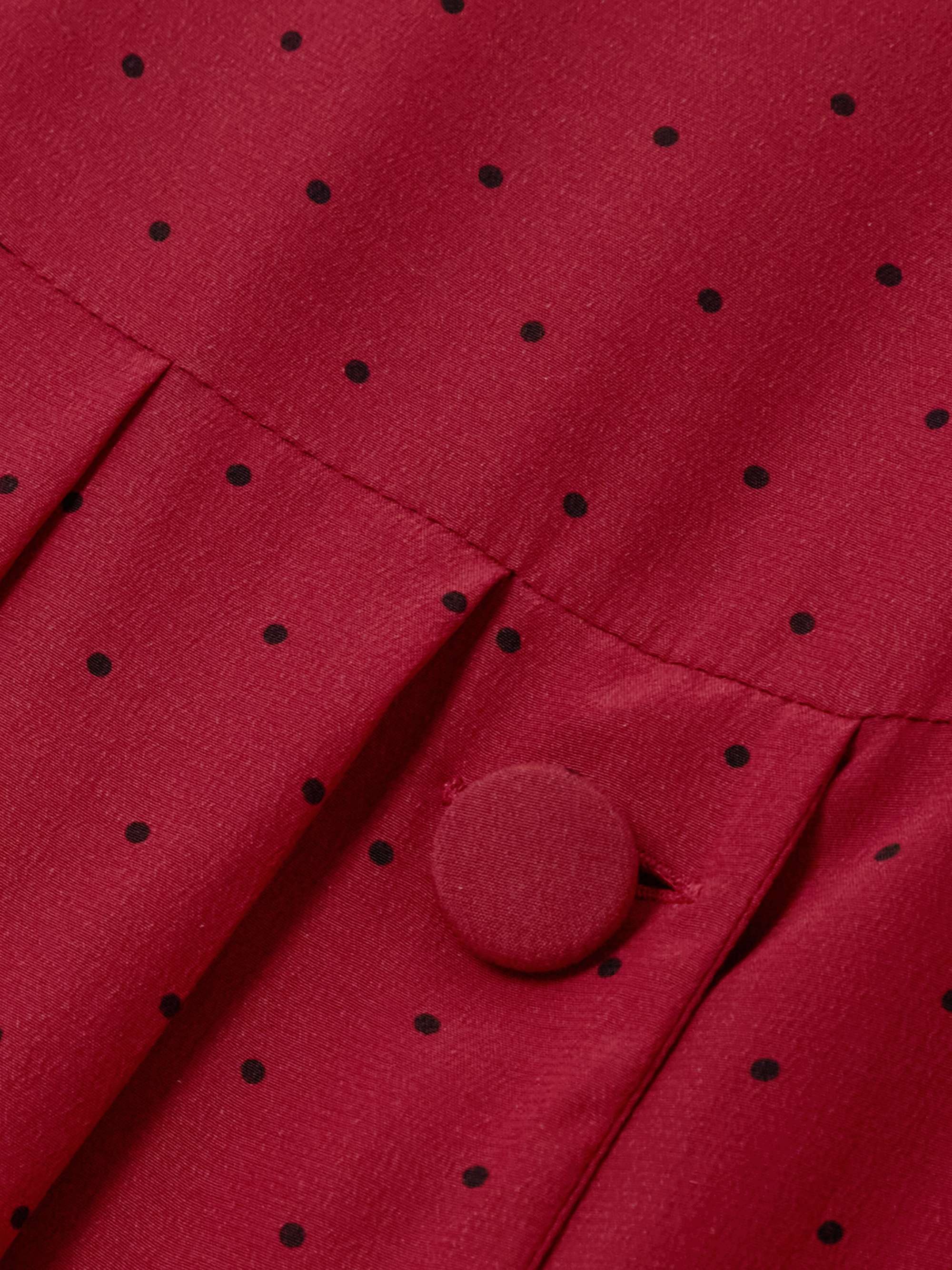 Pleated polka-dot silk midi skirt view