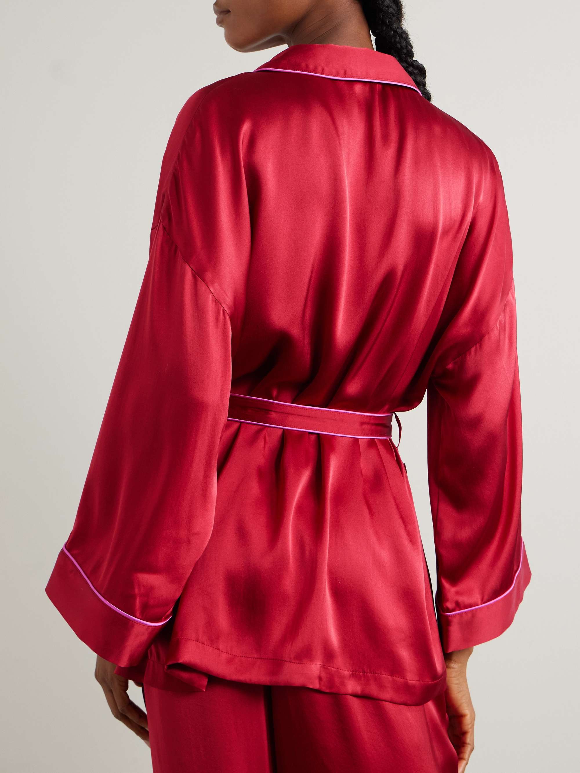 Joy piped silk-satin robe view