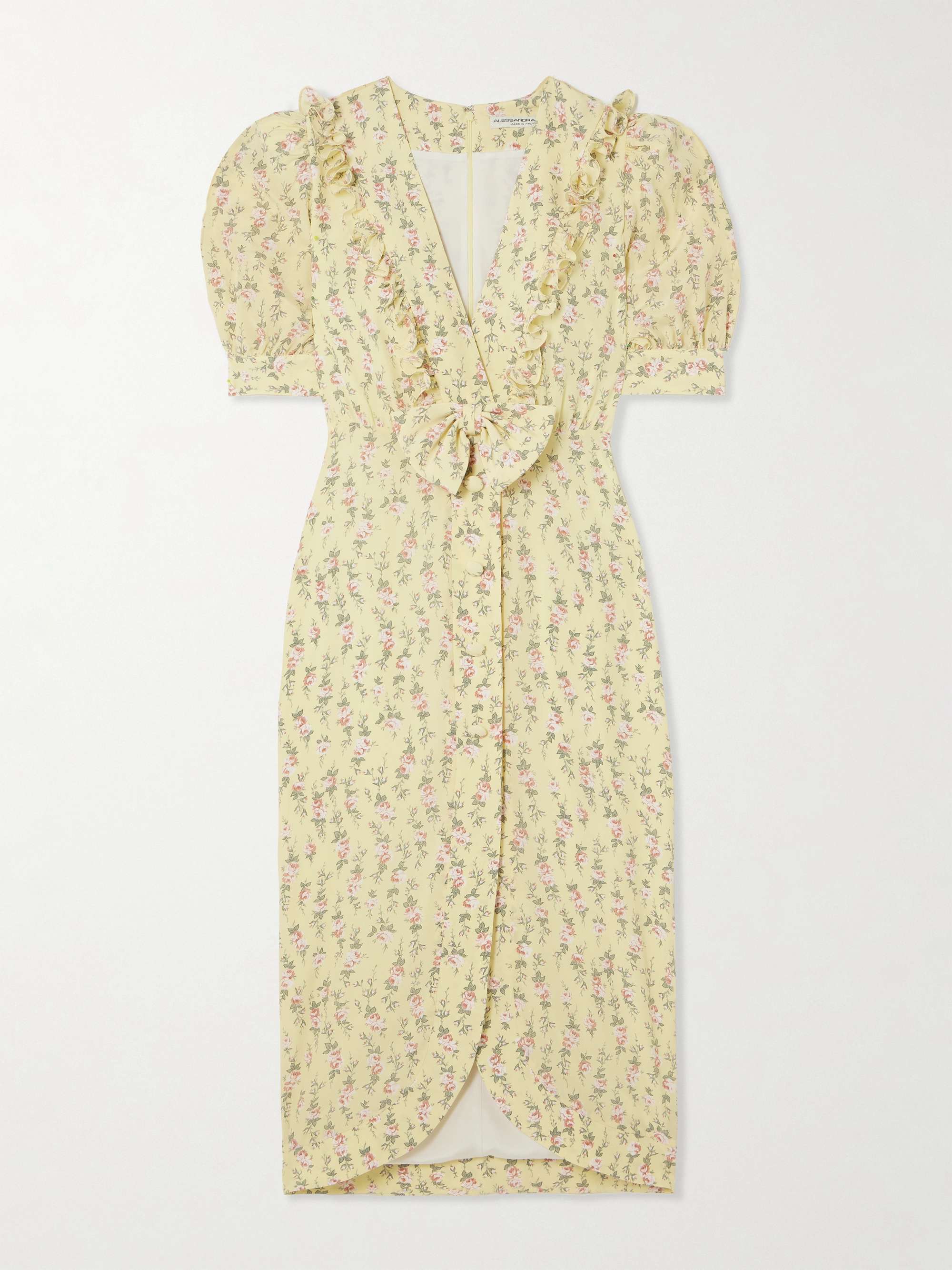 Garden Party bow-detailed floral-print silk crepe de chine midi dress view