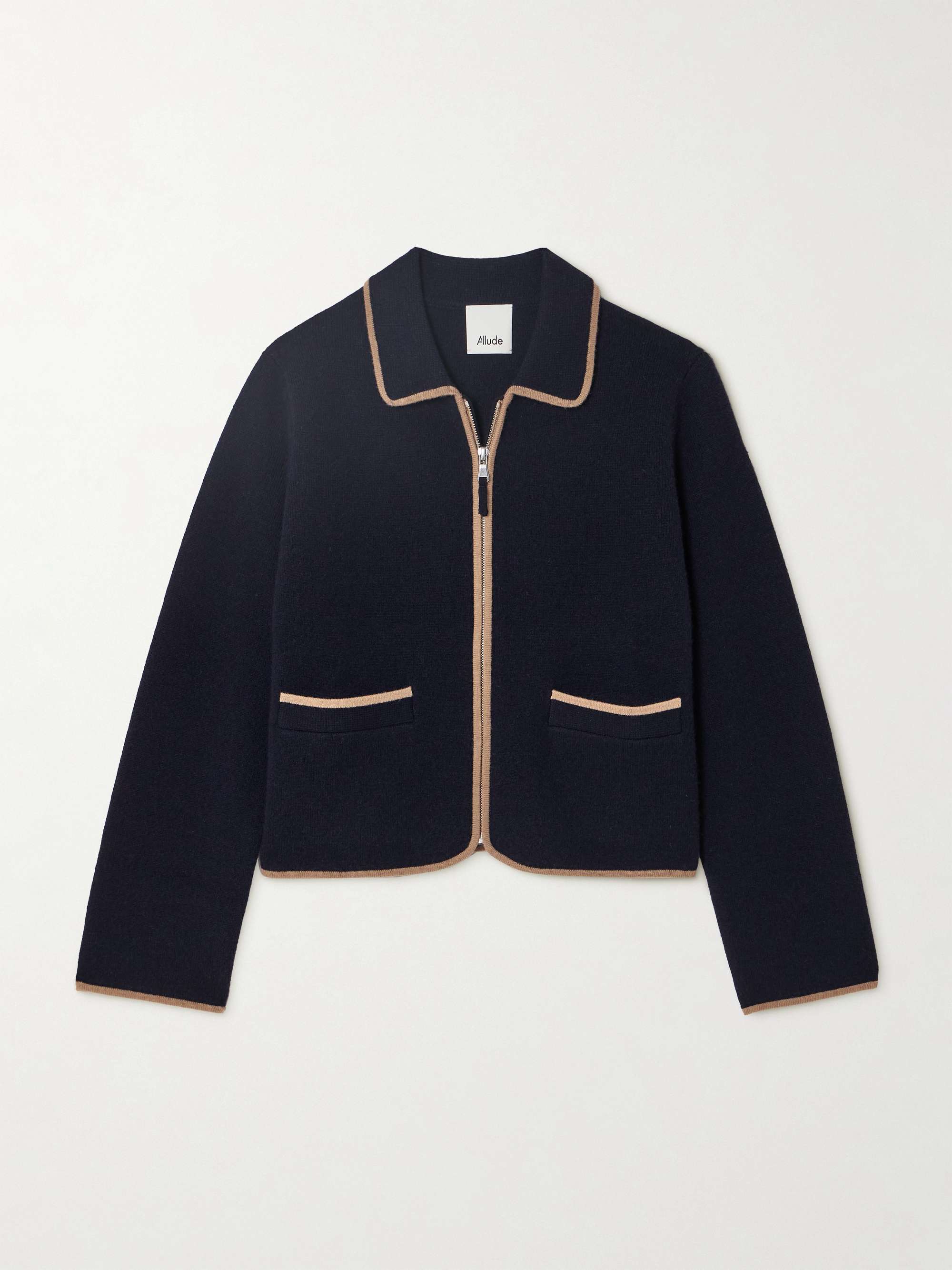 Piped wool and cashmere-blend cardigan view
