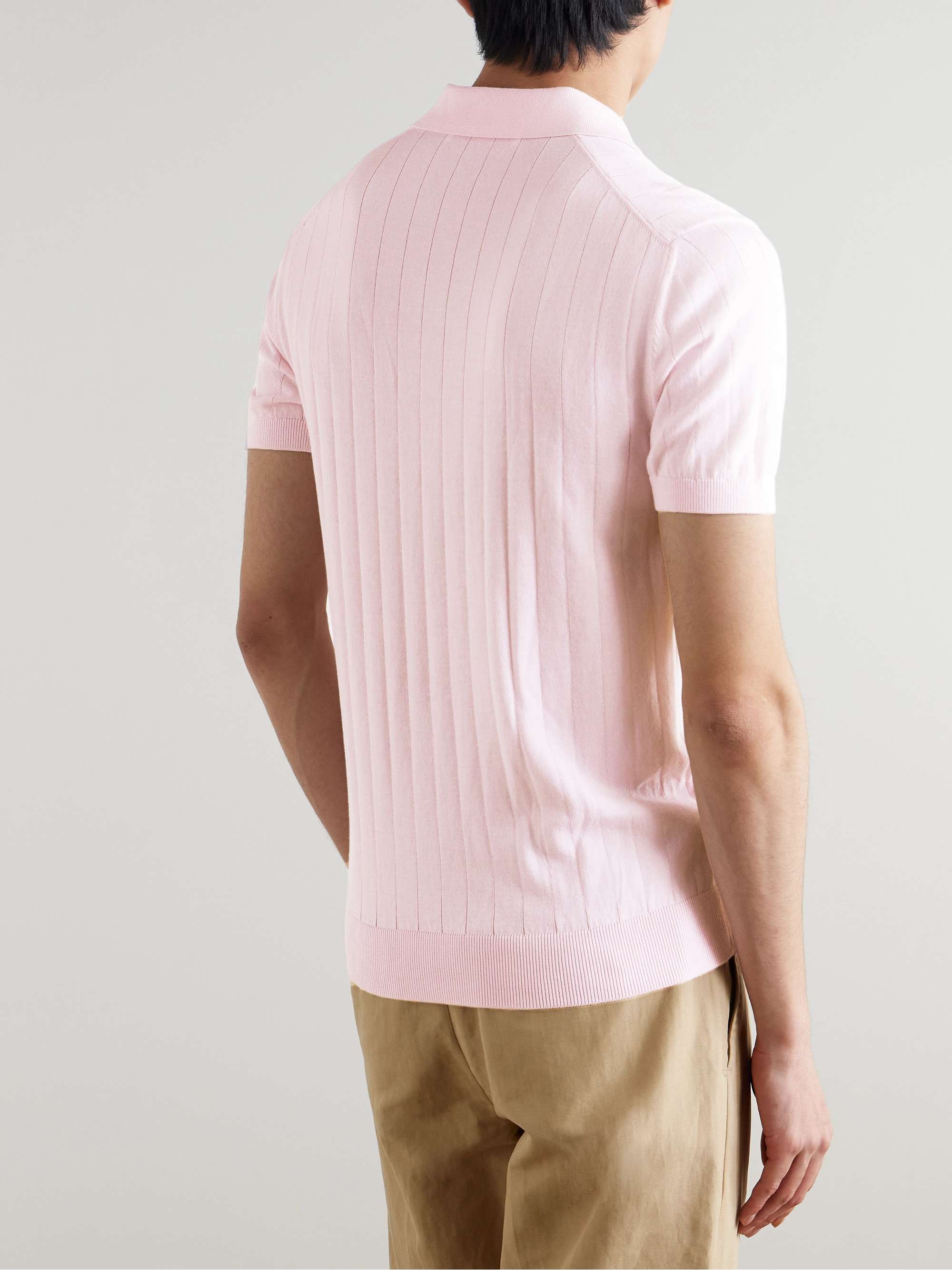 Burnham Slim-Fit Ribbed Organic Cotton Polo Shirt view