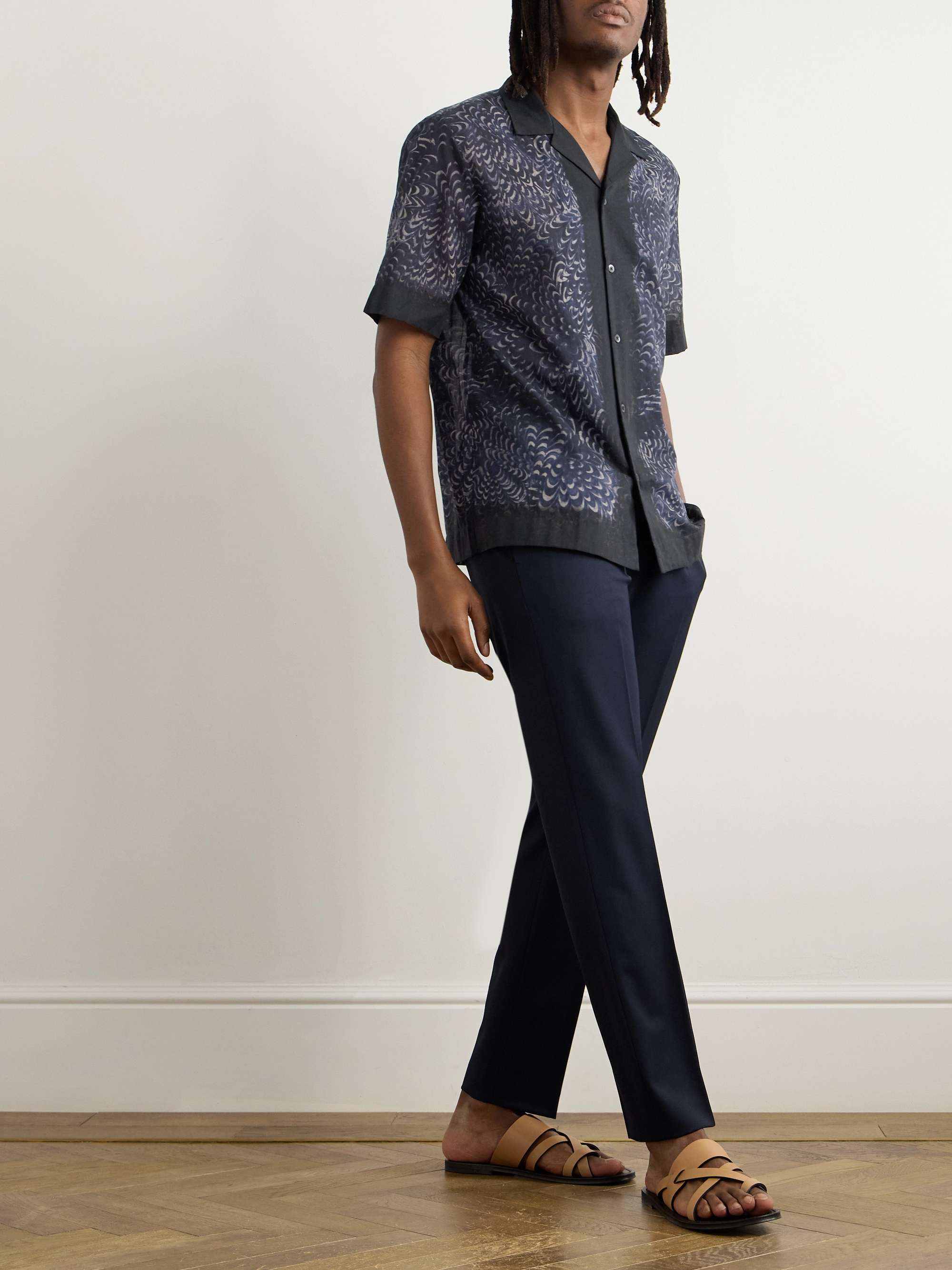 Camp-Collar Printed Cotton-Voile Shirt view