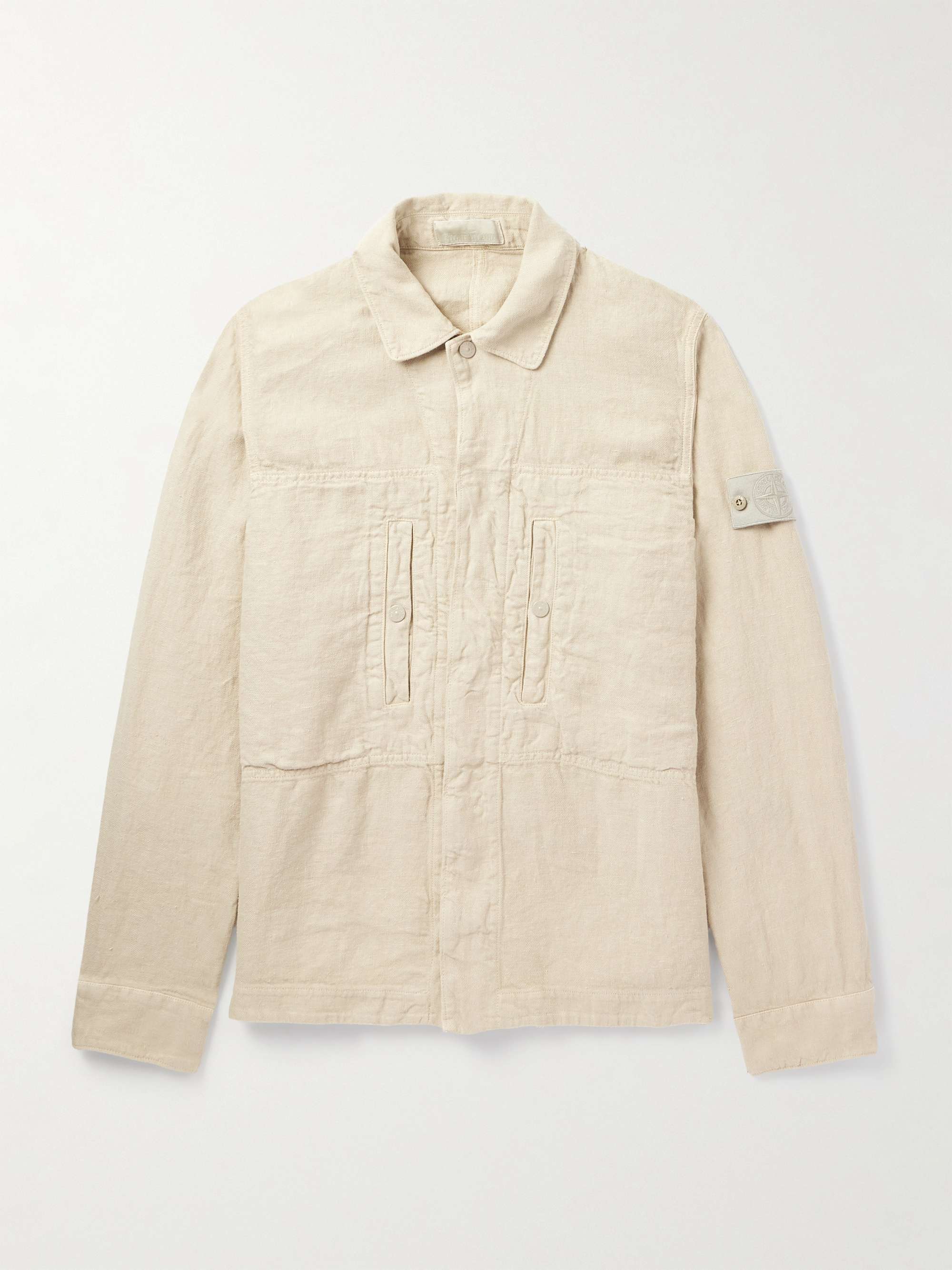 Ghost Logo-Appliquéd Garment-Dyed Linen-Twill Overshirt view