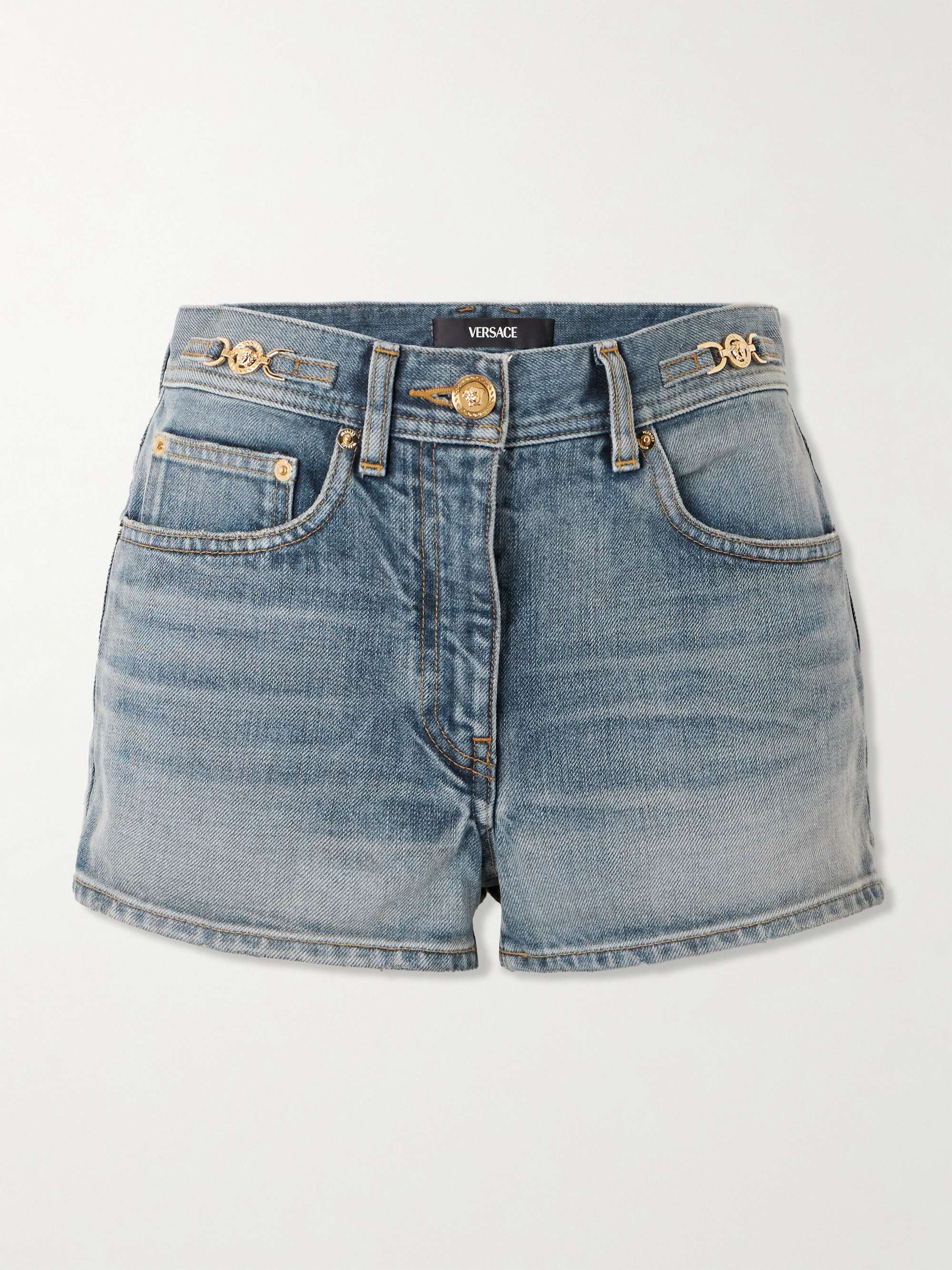 Embellished denim shorts view