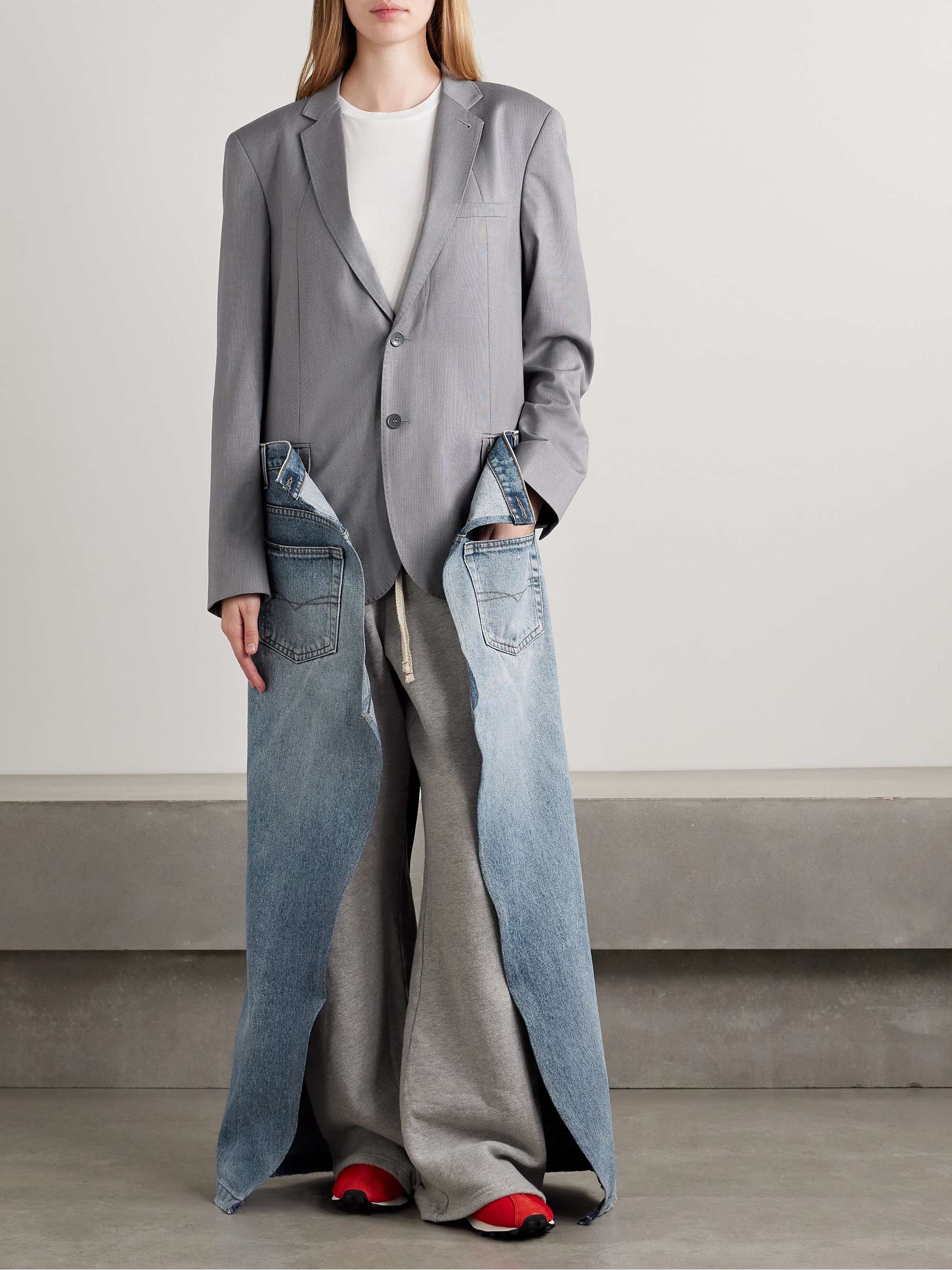 Denicoat convertible wool-blend and denim coat view