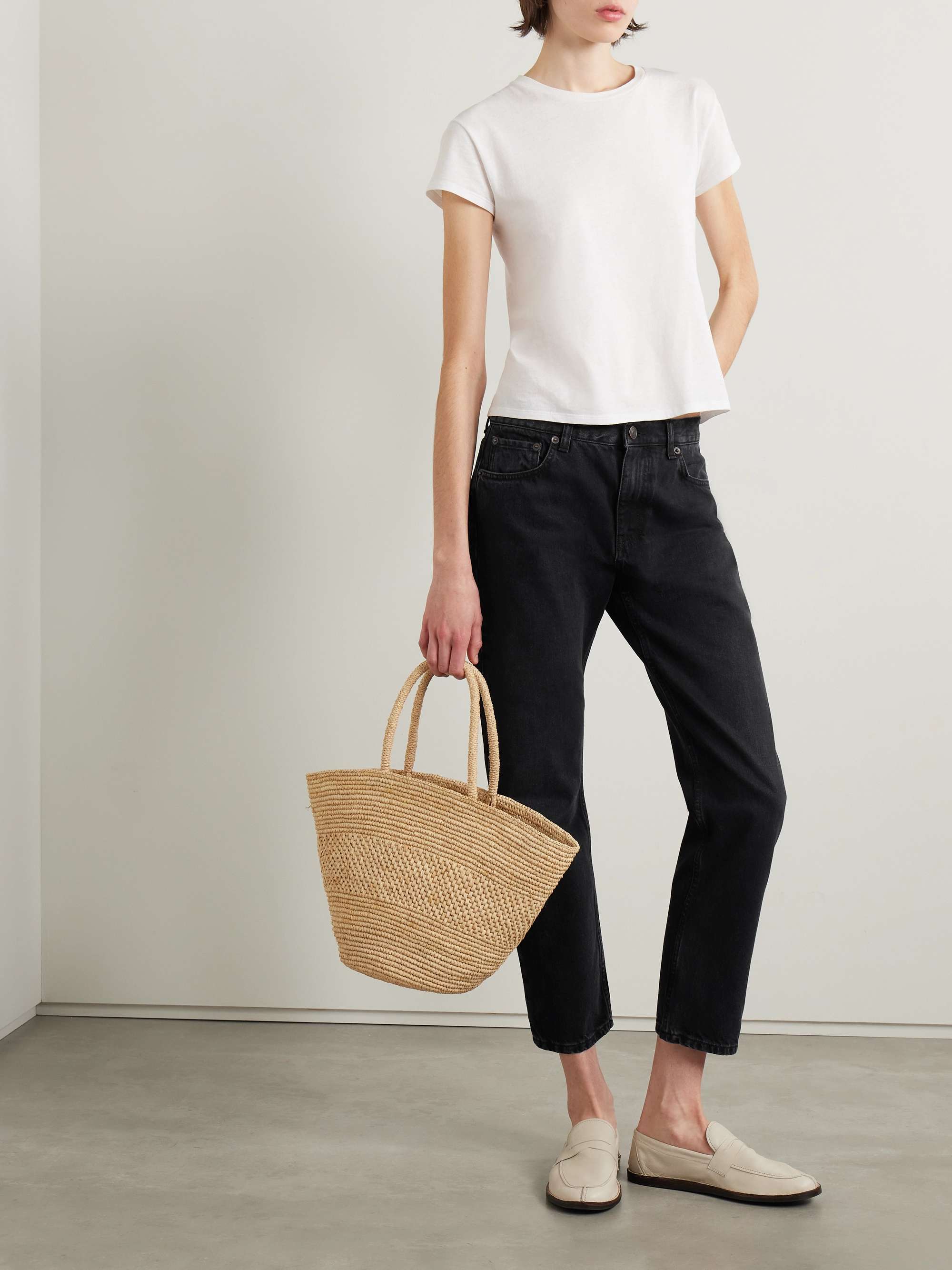 Land cropped straight-leg jeans view